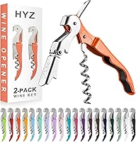 Vista 10 de HYZ Paquete de 2 Abridores de Vino Sacacorchos de Camarero, Llave de Vino Profesional para Meseros, Bartender con Cortador de Papel Aluminio