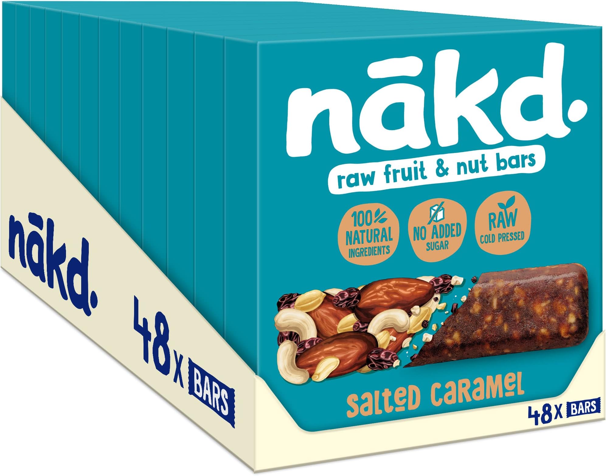 Nakd Salted Caramel Natural Fruit & Nut Bars - Vegan - Healthy Snack - Gluten Free, 35 g (Multipack case 48 Bars)
