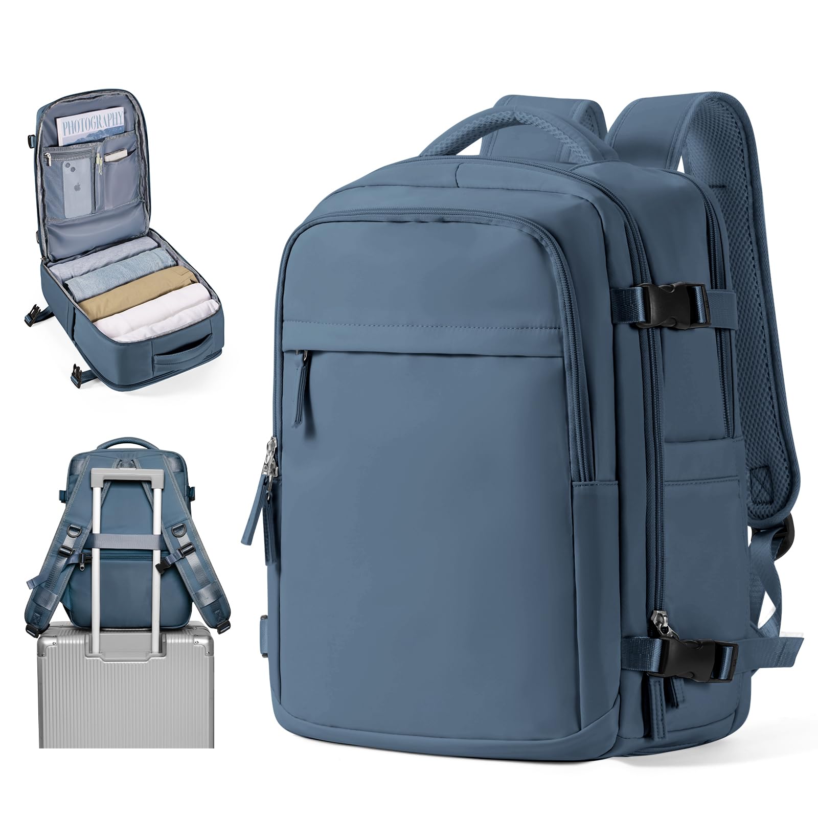 BOXSAM Zaino Ryanair 40x20x25 Bagaglio a Mano Zaino Borsa da Cabina per Easyjet 45x36x20 Impermeabile Zaino da Viaggio Aereo Donna Travel Backpack