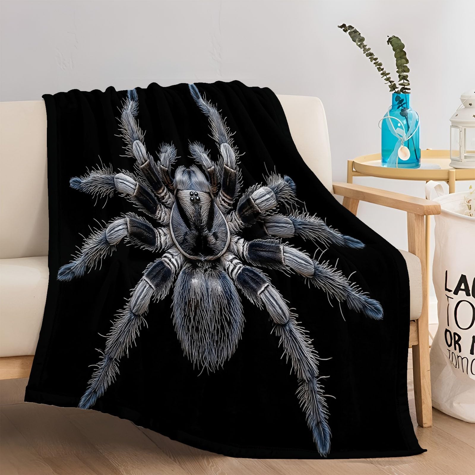 Koc polarowy Owad Pająk Wilk Drukowany Rozmyty koc na sofę Sherpa Koc Czarny Koc flanelowy Dekoracja pokoju Pluszowy koc dziecięcy 180 x 200 cm