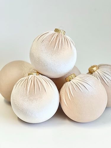 Beige Christmas Handmade Velvet Ornaments, Brown Shades Christmas Balls, Christmas Tree Bulbs, Christmas Decorations, Christmas Gift Idea, Christmas