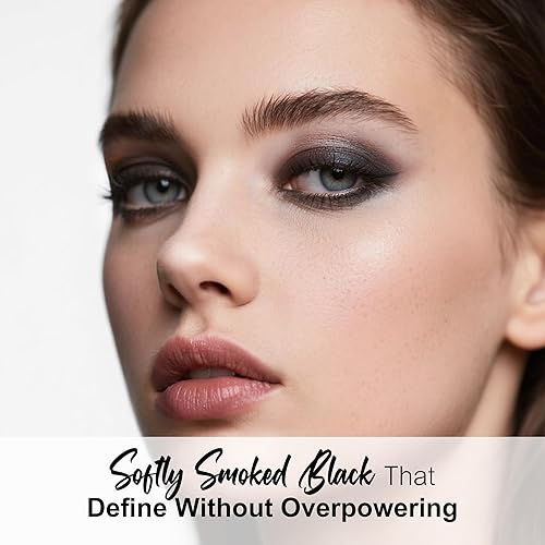 Miniatura 2 de BEPHOLAN Paleta de sombra de ojos negra mate individual, rubor negro, delineador de ojos en polvo para pastel sombra de ojos de maquillaje gótico,