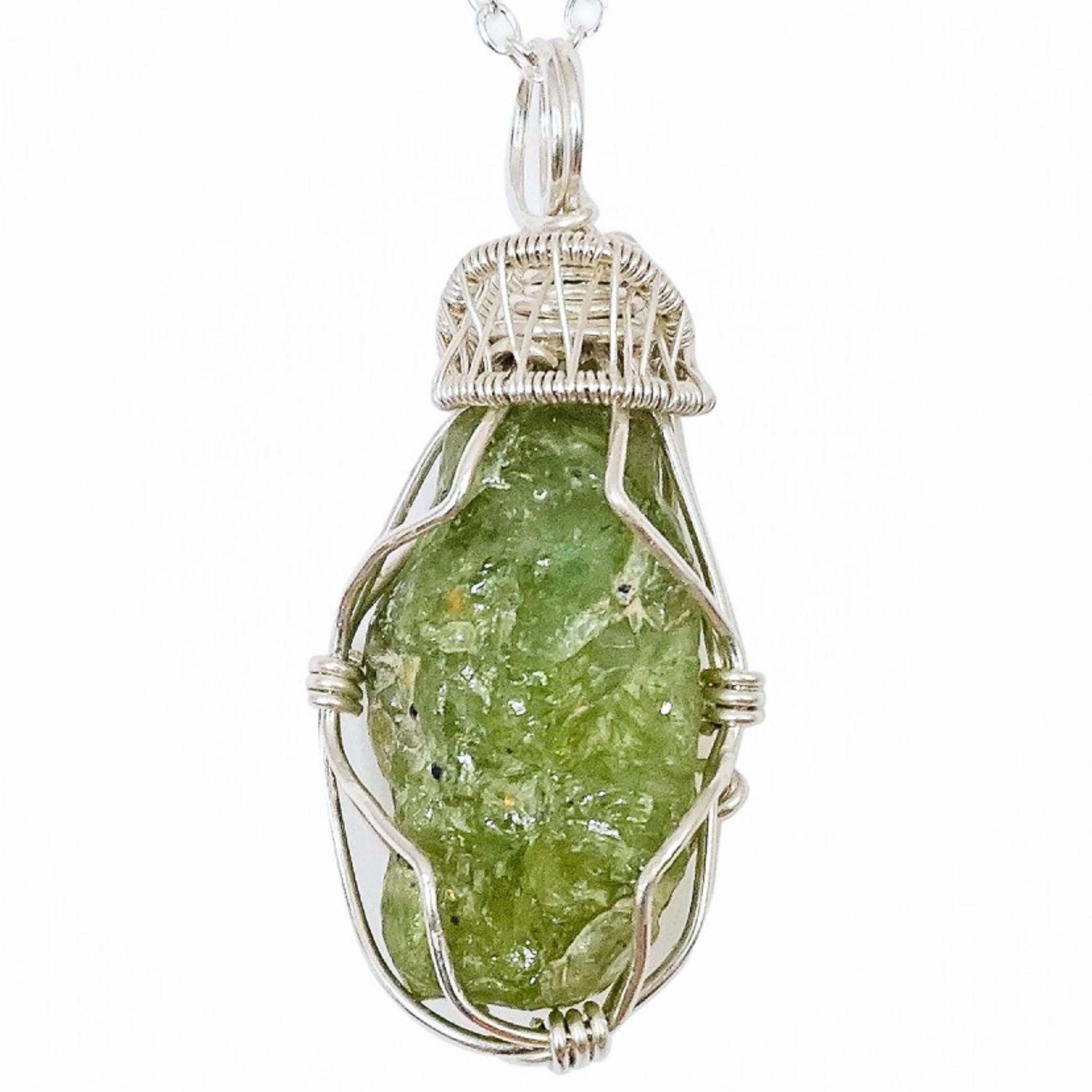 Designs by Nature Gems Raw Peridot Birthstone Necklace
