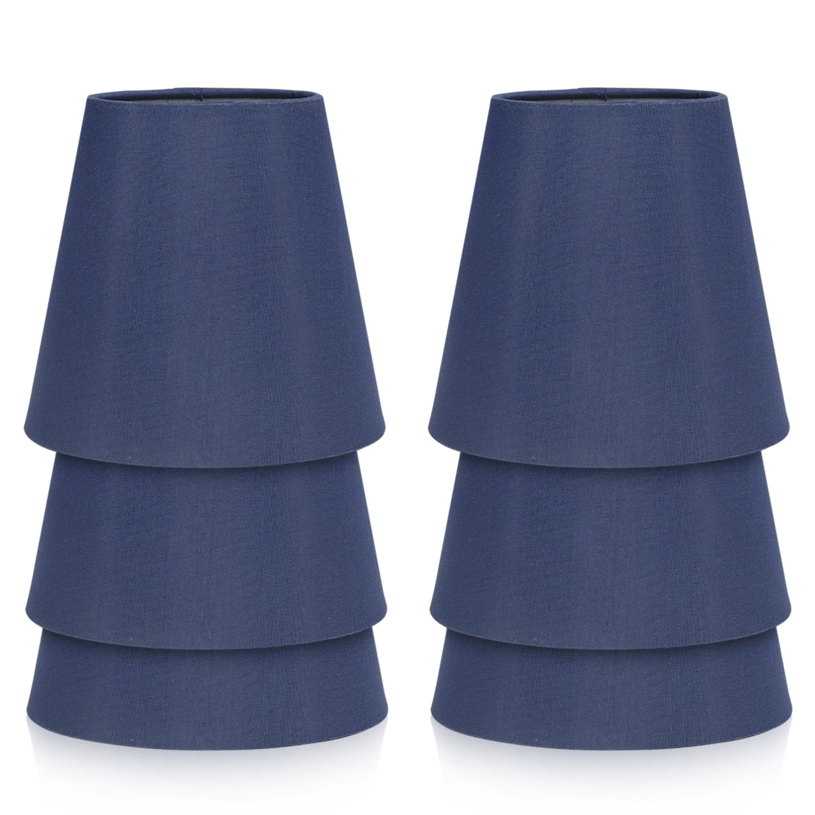 Pantallas de lámpara de araña E14 de tela, juego de 6 pantallas de lámpara con clip Pantalla de lámpara moderna Pantalla de luz colgante para lámparas de pared de piso de mesa(azul oscuro)