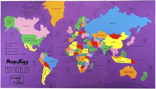 Miniatura 4 de Imagimake Mapology World- Mapa del mundo y sus países- Juguete educativo y didáctico rompecabezas para niños a partir de los 4 años