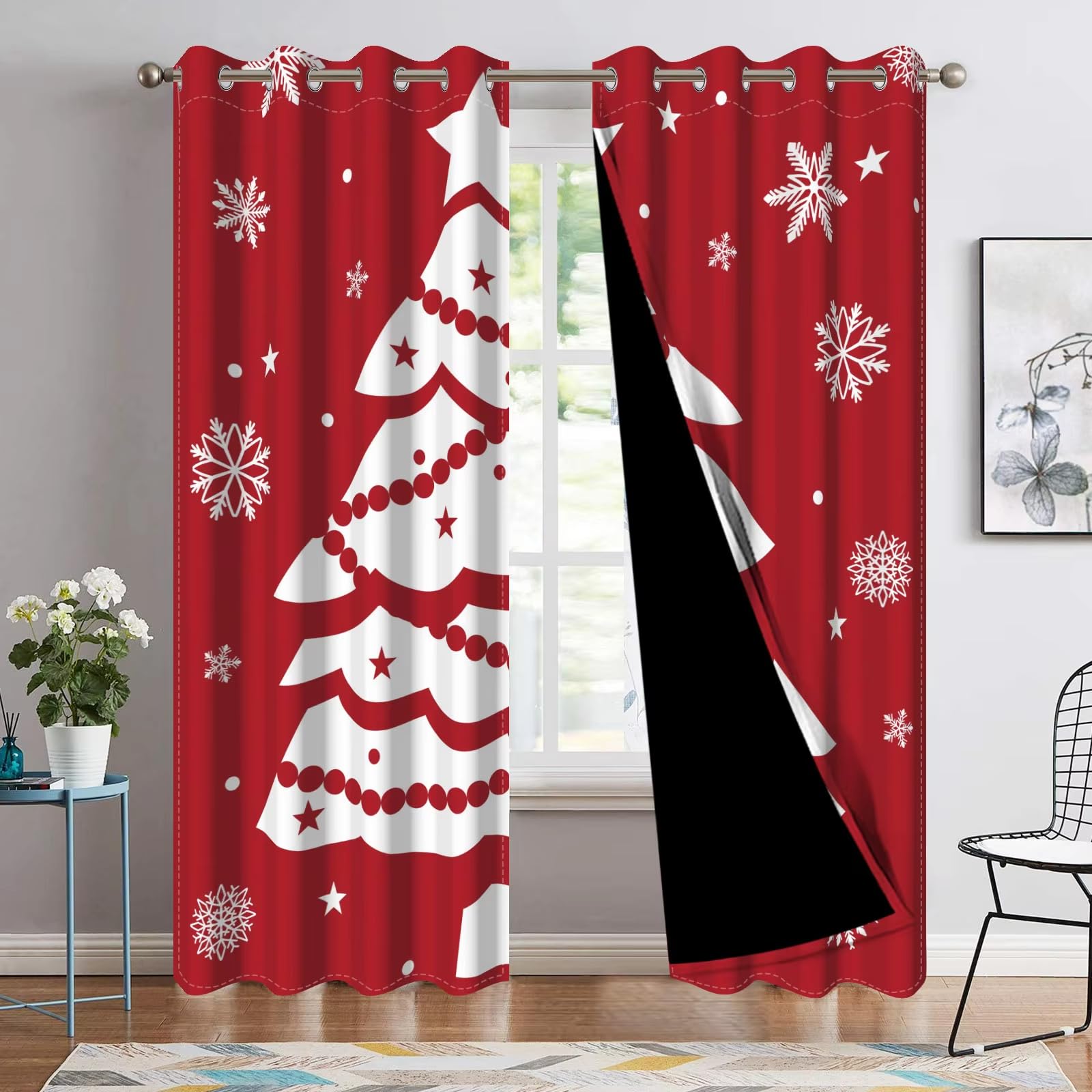 Rideaux festifs pour chambre et cuisine | Ambiance magique de Noël en hiver