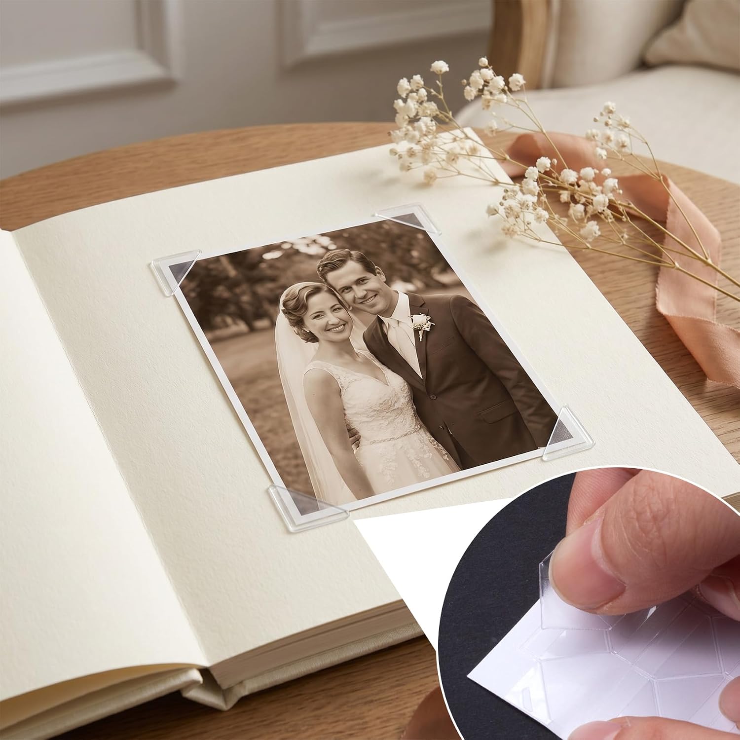 1428Pcs Photo Corner Stickers, 14 Sheets Self-Adhesive Photo Mounting Corners, Clear Picture Corner Stickers for Scrapbooking, Family Album, DIY Journal, Memory Book