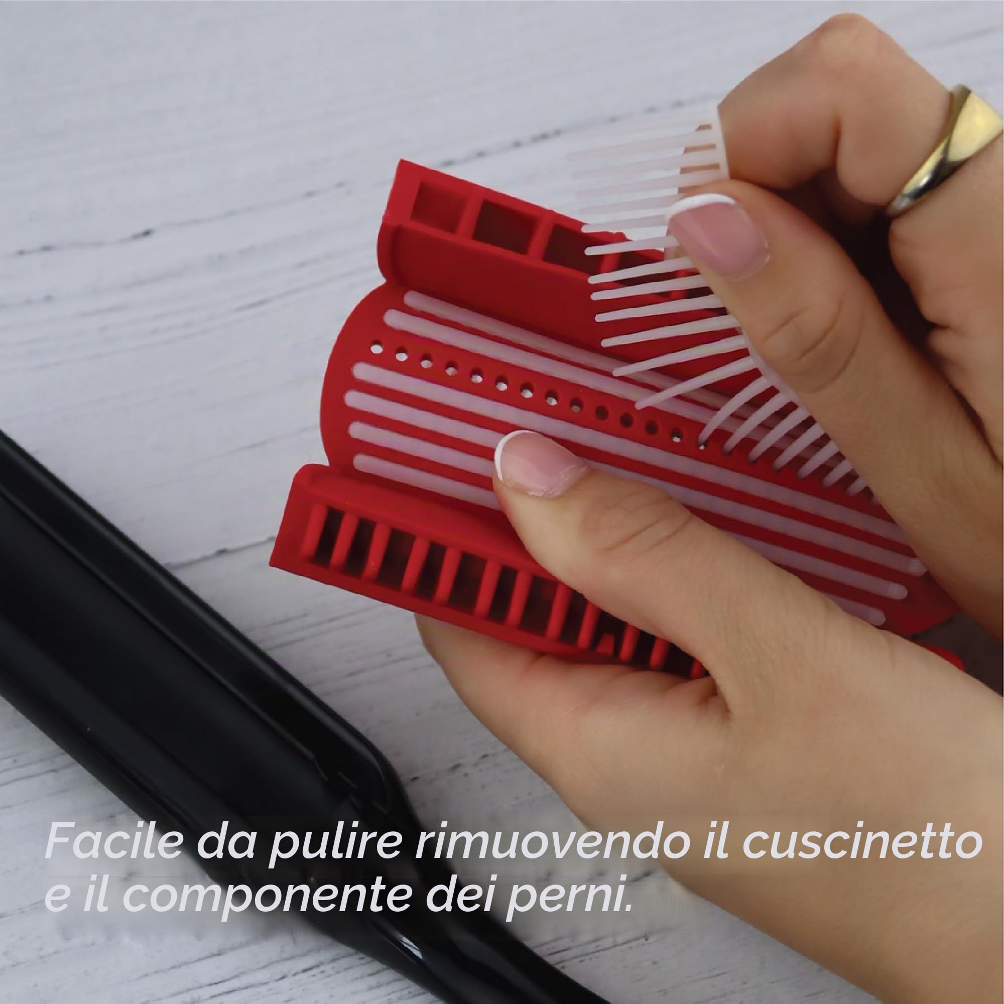 Denman Curly Hair Brush D3 (Black & Red) 7 Row Styling Brush for Detangling, Separating, Shaping and Defining Curls - For Women and Men