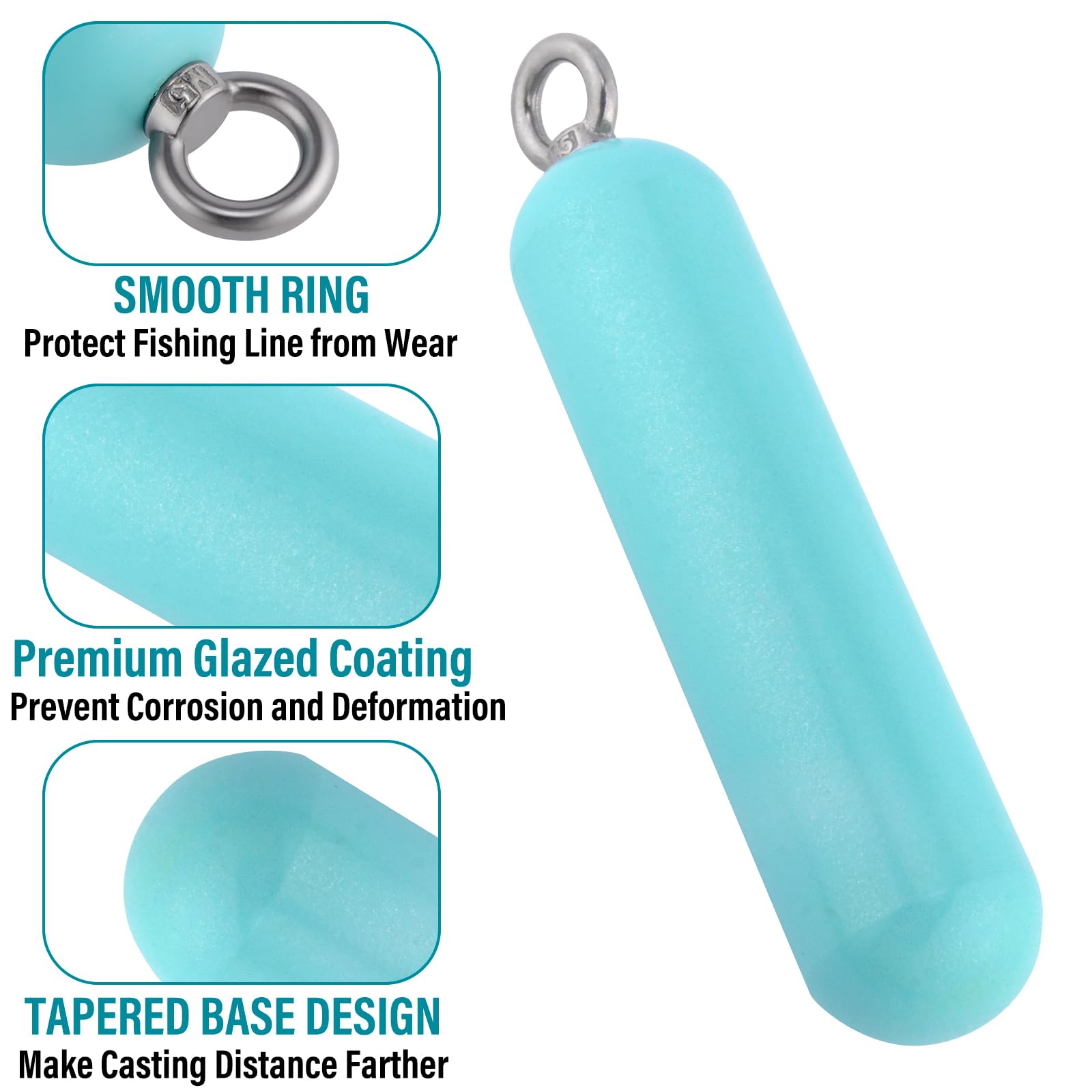 Dr.Fish Poids de pêche sans plomb, 200 g-1000 g, poids lourds respectueux de l'environnement, cylindriques, plombs en acier pour la pêche au mérou d'eau salée, tambour, pompano