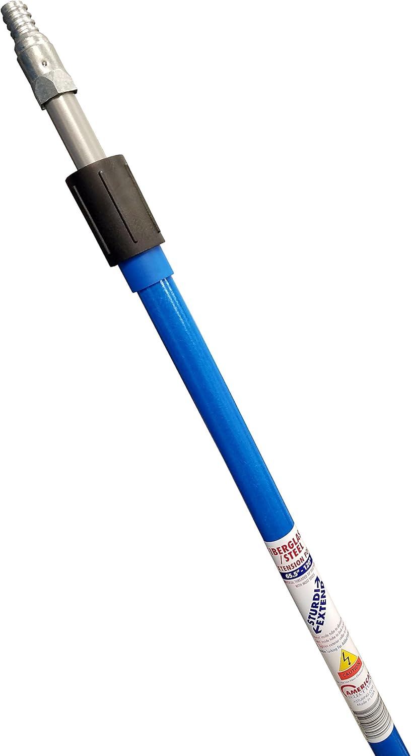 Heavy Duty 10 foot Fiberglass/Steel Double Lock Extension Pole with Threaded Metal Tip