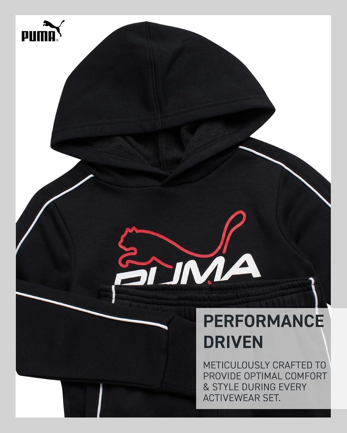 PUMA Baby Boys Pants Set - 2 Piece Pullover Hoodie and Joggers Jog Set - Cozy Fleece Play Wear Pant Sets for Toddler Sizes - Image 3