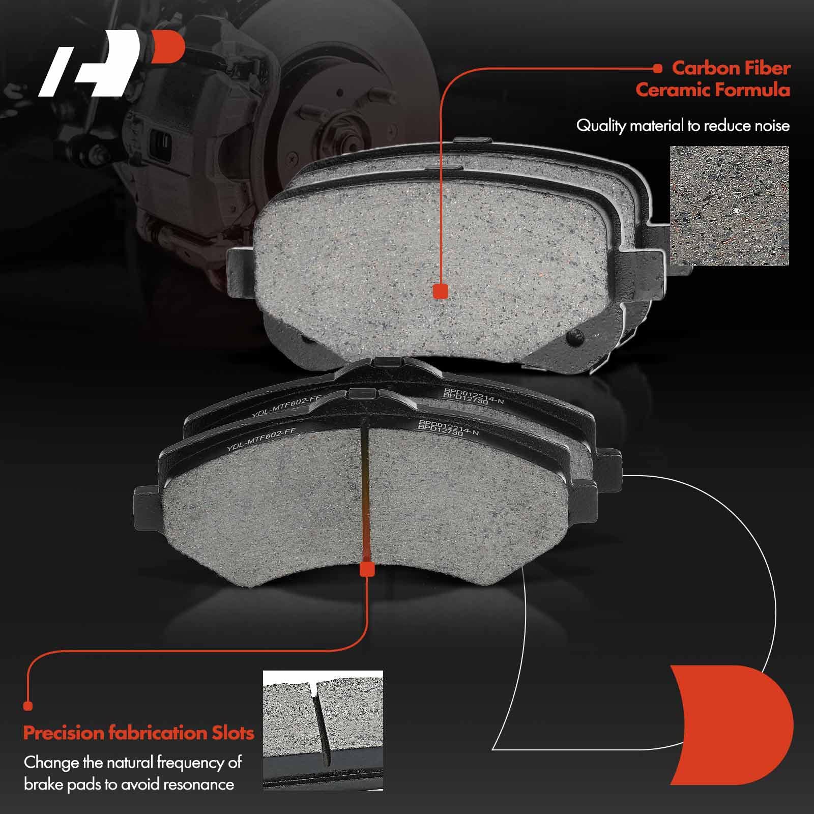 Front Ceramic Brake Pads With Hardware – Fits Dodge Grand Caravan, Journey, Town & Country, Wrangler & More
