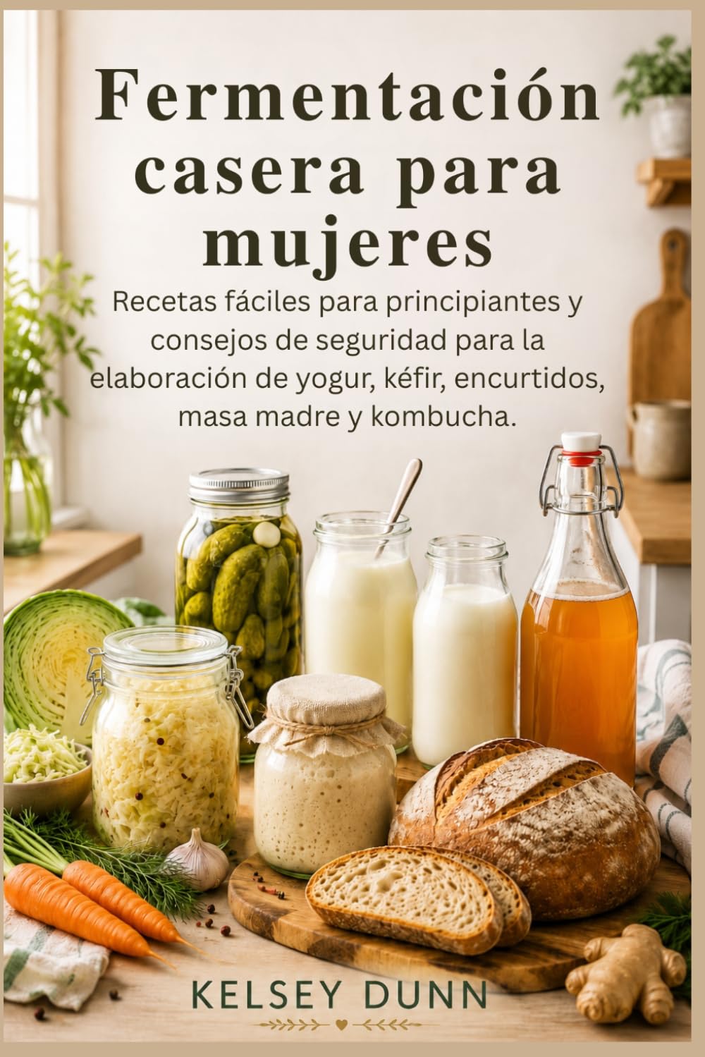 Fermentación casera para mujeres: Recetas fáciles para principiantes y consejos de seguridad para la elaboración de yogur, kéfir, encurtidos, masa madre y kombucha.