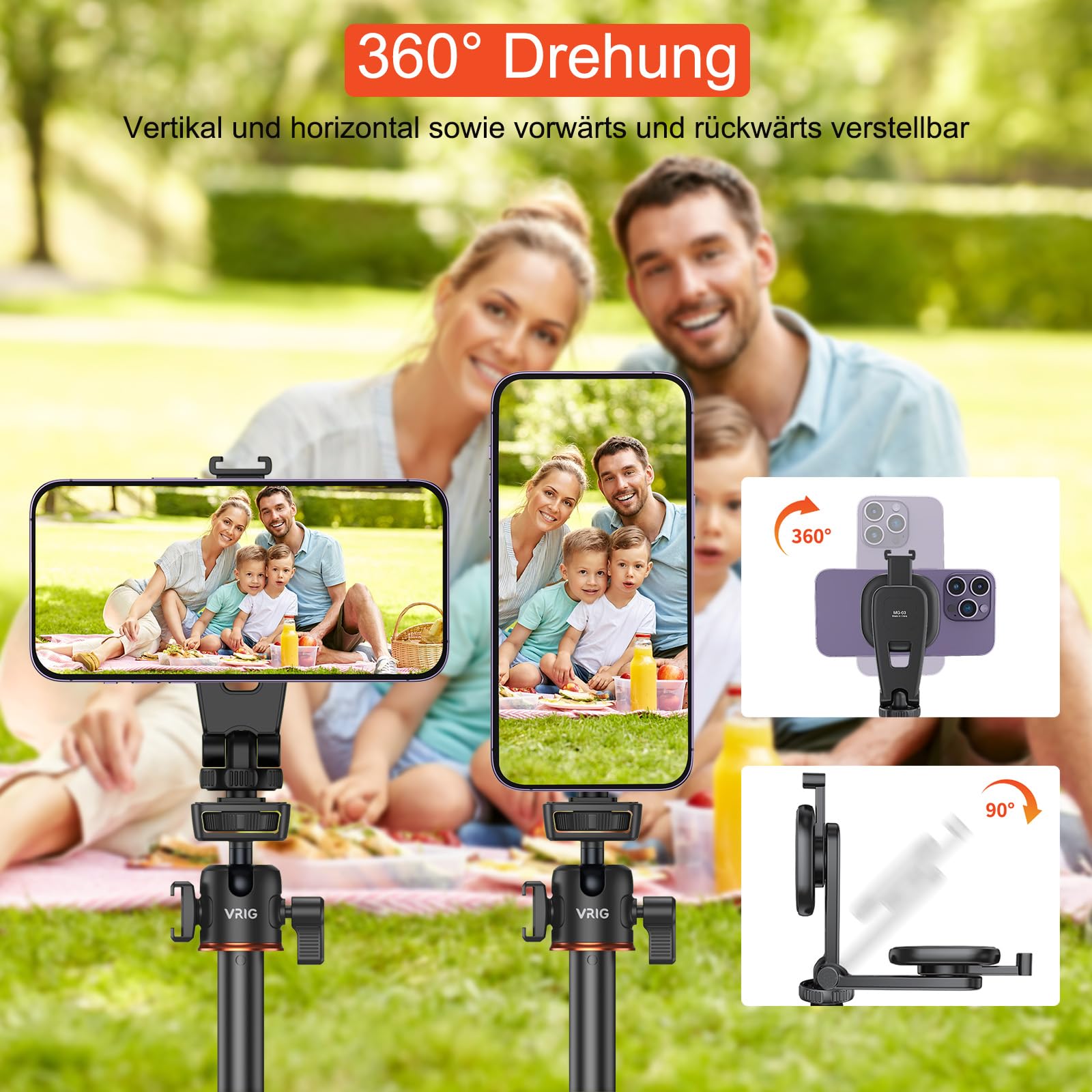 VRIG MG-03 Treppiede Magnetico Per Fotocamera E Smartphone – Supporto MagSafe Con Rotazione 360° E Attacco Cold Shoe Per Luci E Microfoni, Ideale Per Vlog E Streaming - 3