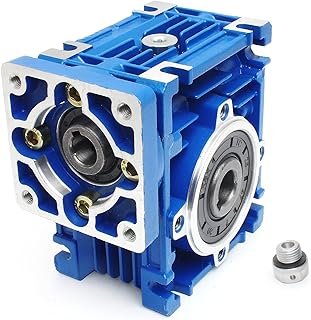NMRV30 Worm Gearbox Speed Reducer NMRV030 Worm Gear Reducer Speed Ratio 20:1 RV30 Square Type for Nema23 Stepper Motor Servo Motor Output Hole 14mm Shaft NMRV-030