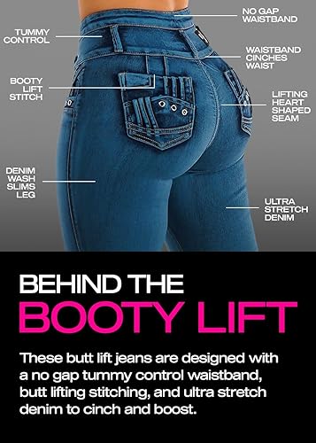 Miniatura 3 de Moda Xpress - Jeans levantadores de glúteos para mujer, ajustados, de cintura alta, elásticos