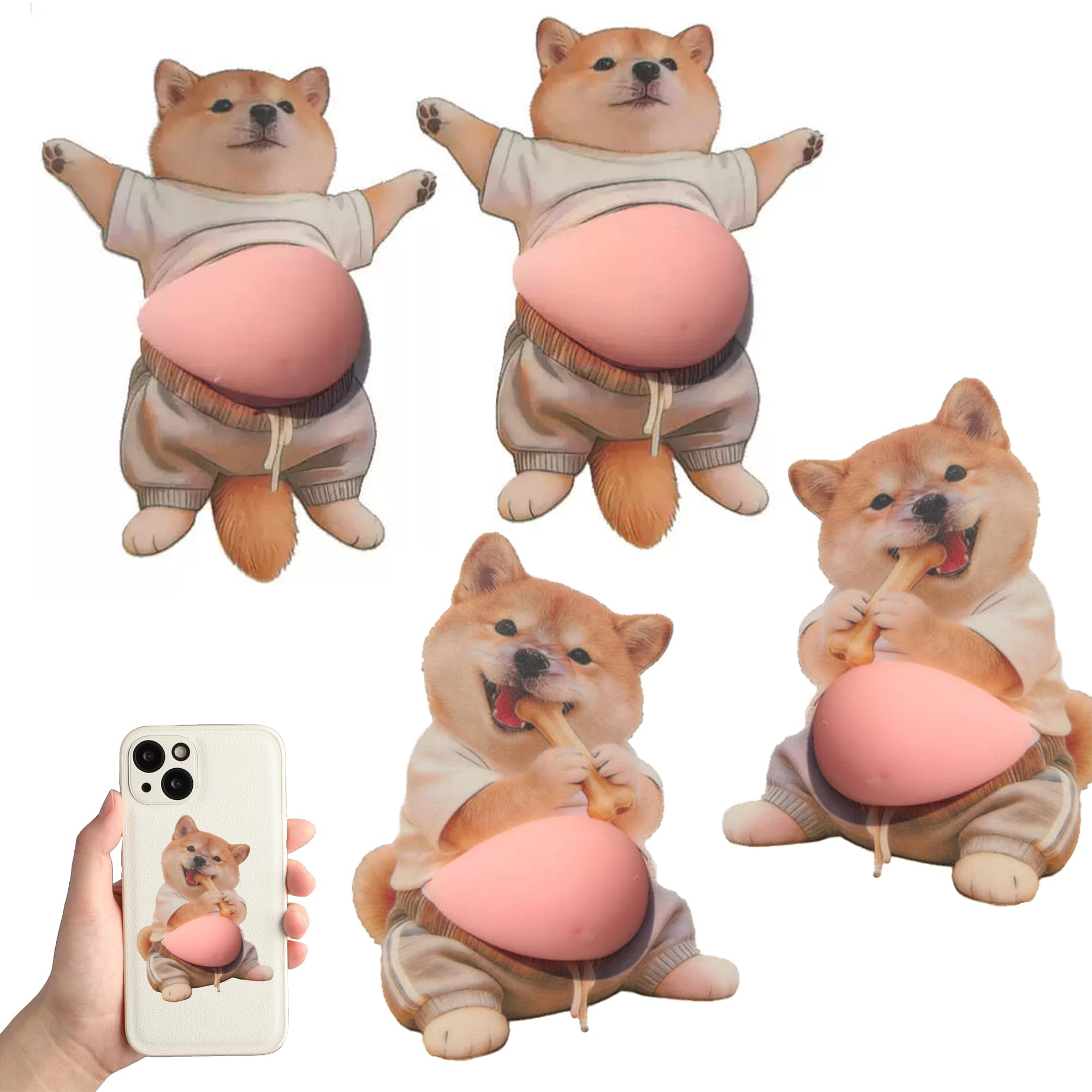 犬 シール 3D【2025新型】柔らかいお腹 ぷにぷにシール かわいい 3D もっちりスクイーズ ステッカー シー ル帳 デコレーション 携帯電話飾り用 手帳用 日記帳用 车用 手芸用品 (G)