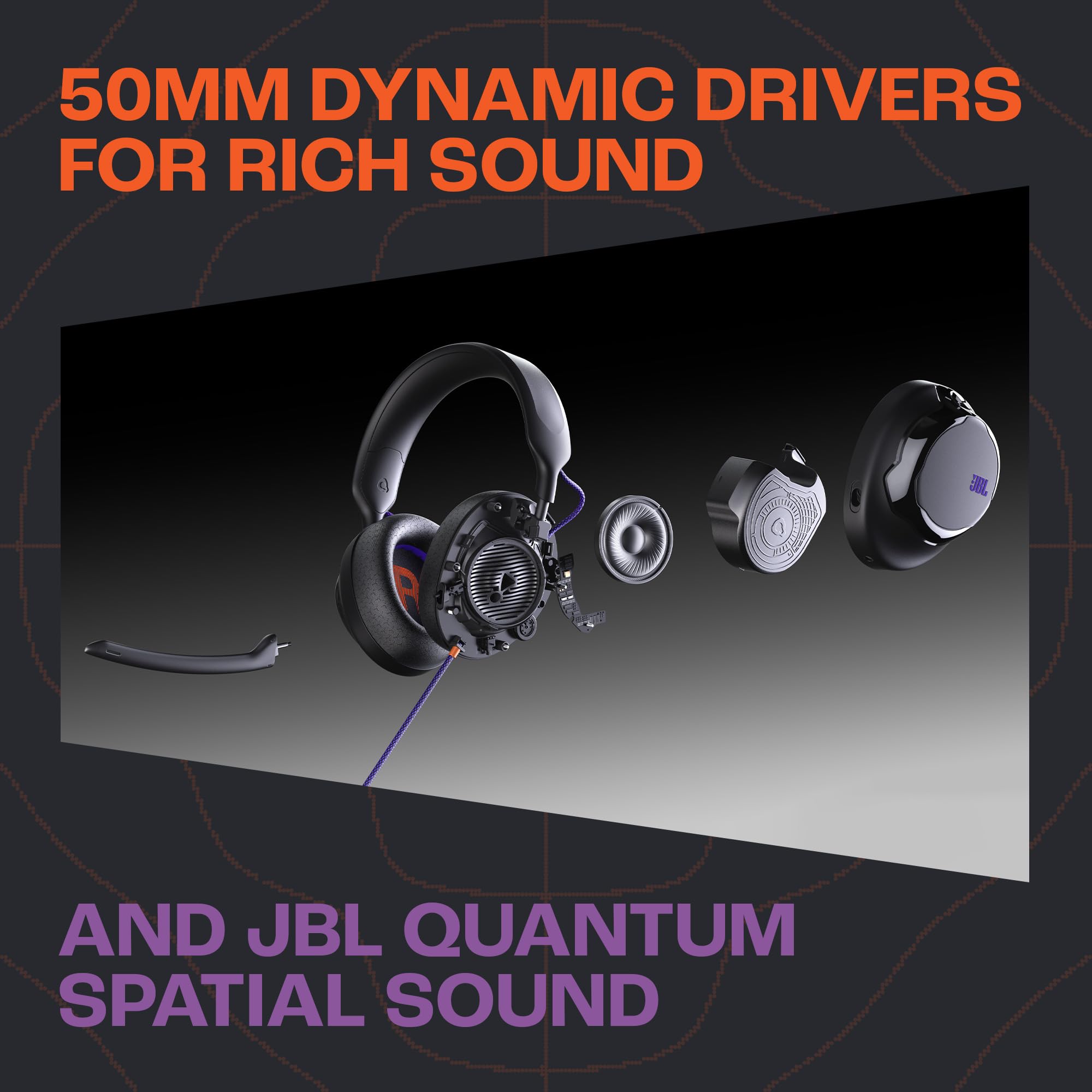 JBL Quantum 120, Auriculares Circumaurales con Cable para Gaming, Negro