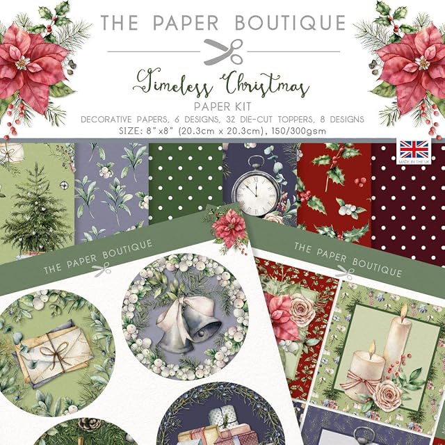 Paper Boutique Timeless Christmas-Paper Kit, Multicoloured, 8 x 8 inches