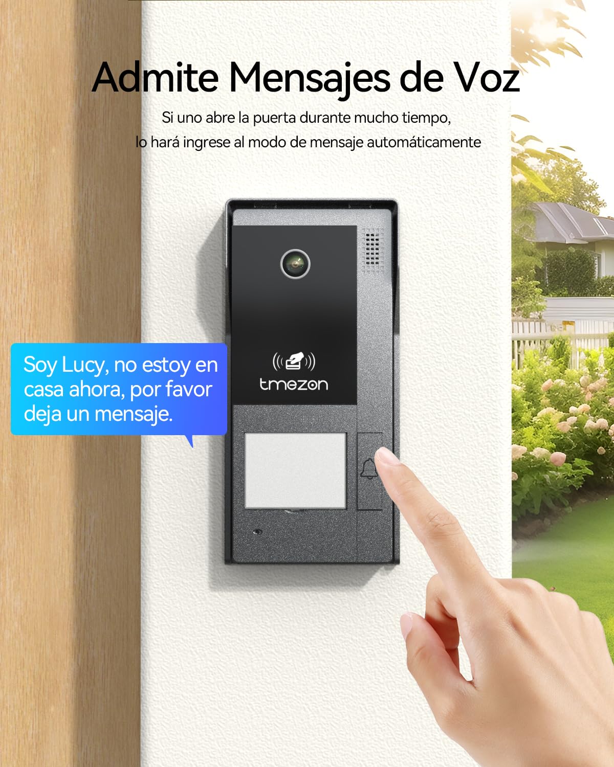 TMEZON Videoportero WiFi 2 Hilos 1080P Timbre Video Intercomunicador Pantalla táctil 7" Detección Movimiento Humano Desbloqueo App RFID Grabación 1 Familia