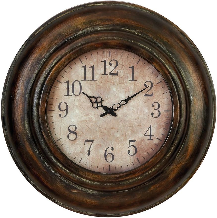 Deco 79 Metal Decorative Wall Clock With Fluted Frame for Home and Room, 24" x 4" x 24", Brown
