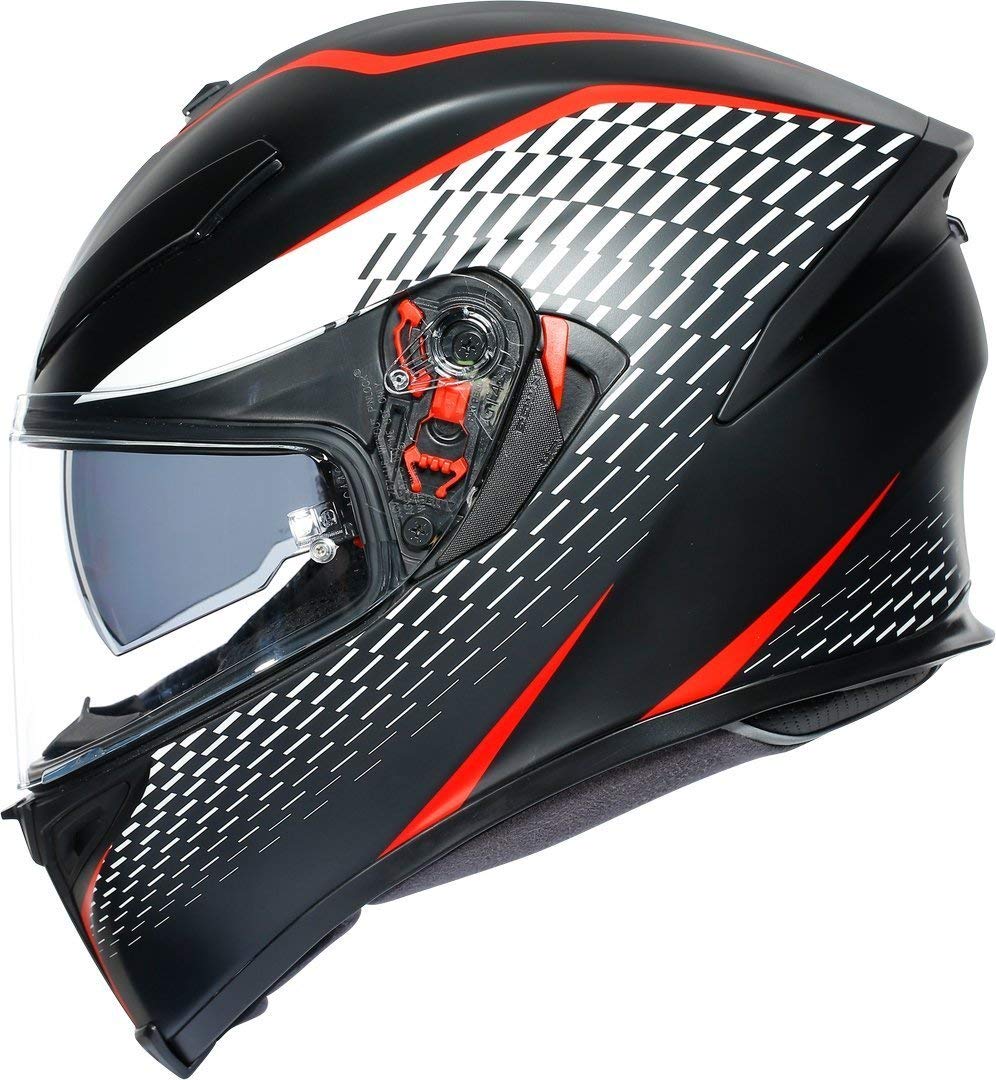 AGV K5 S E2205 Multi MPLK Adult Unisex Motorcycle Helmet Matt Black White Red S 55/56 Automotive