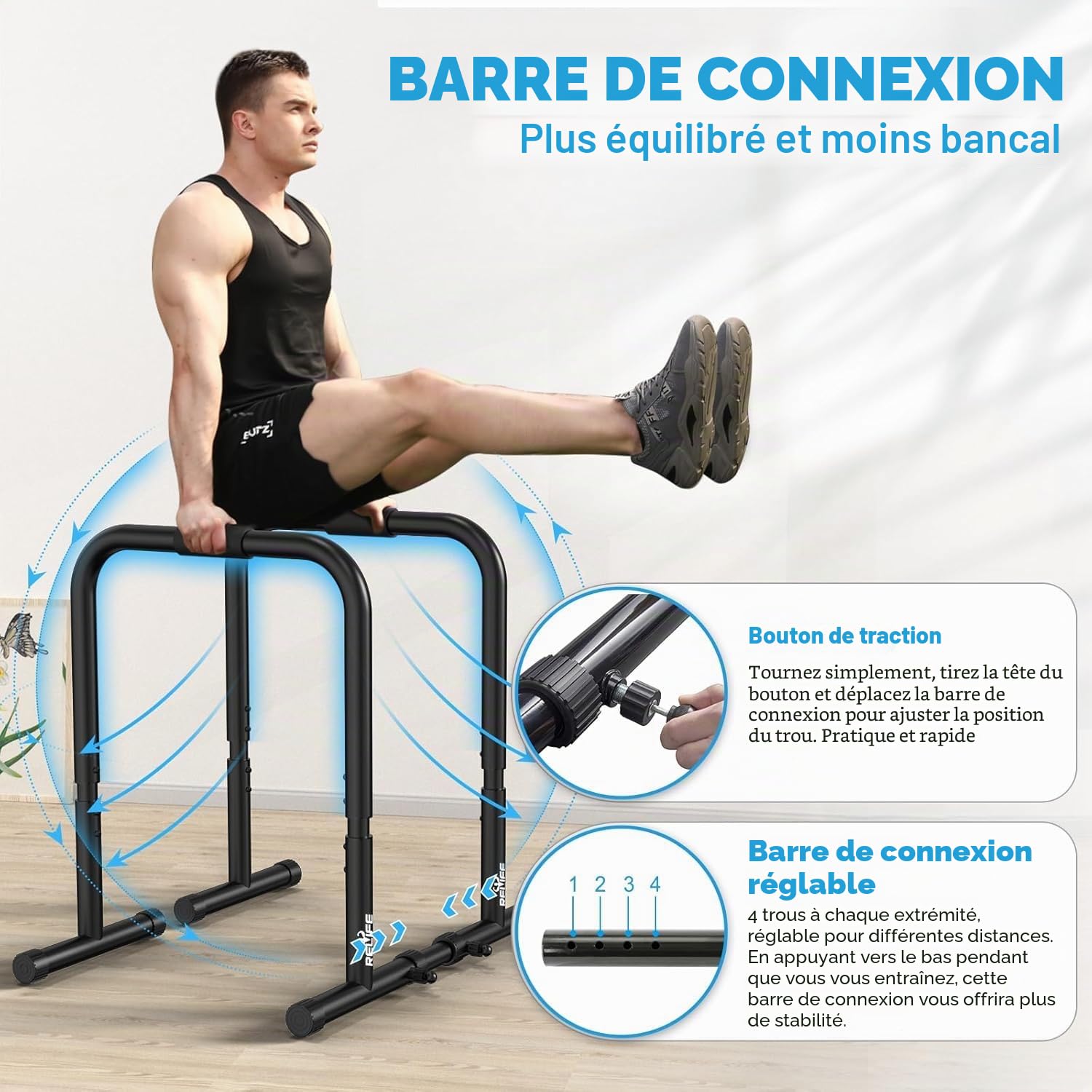 RELIFE REBUILD YOUR LIFE Dips Barre Parallèle Station de Musculation Réglable Push Up Dip Support Gym Street Workout Dip Stands