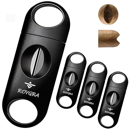 roygra V Cut Cigar Cutter Set (4 Pack), Enlarged V-Cut