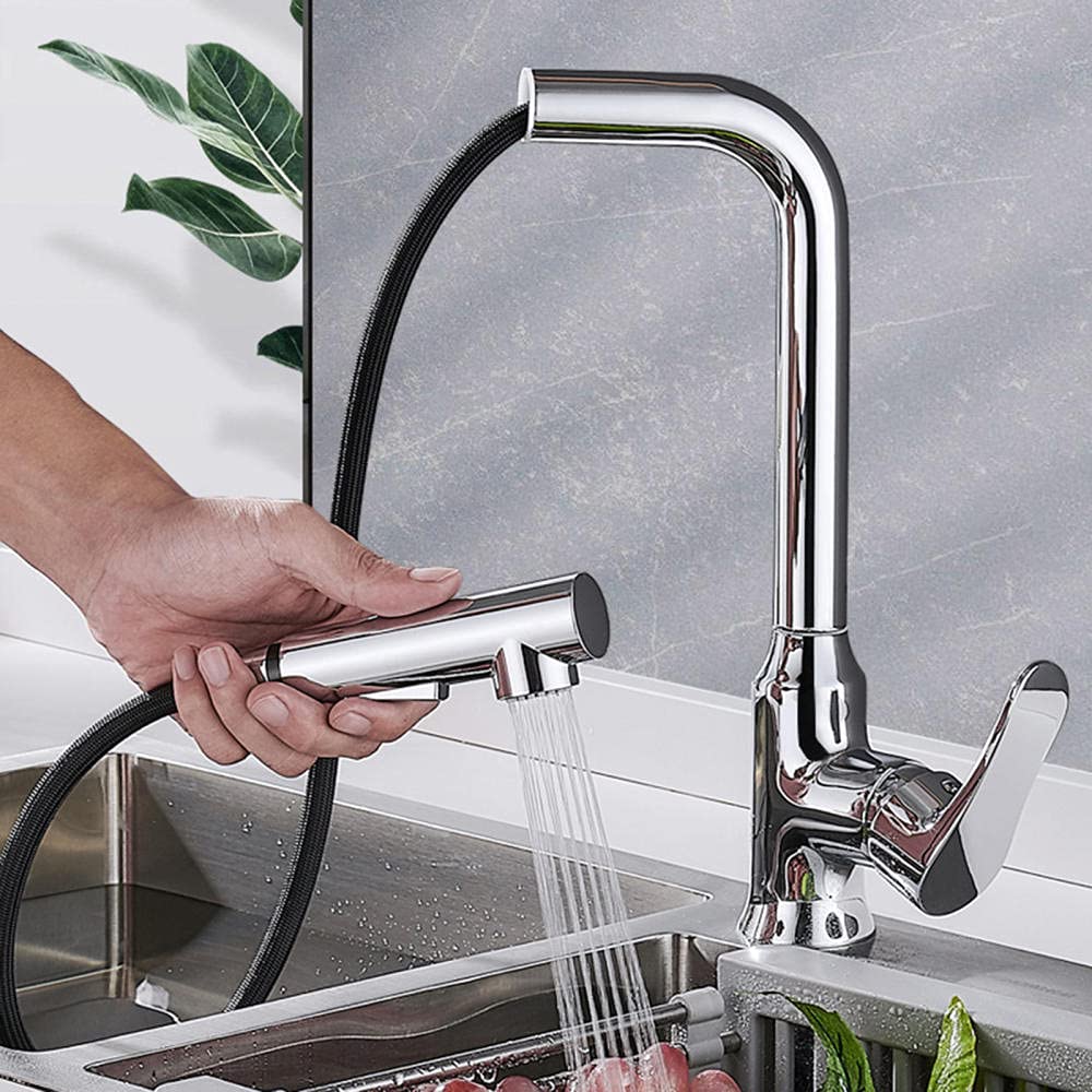 Mélangeur cuisine eau chaude froide robinet avec pulvérisation extractible laiton