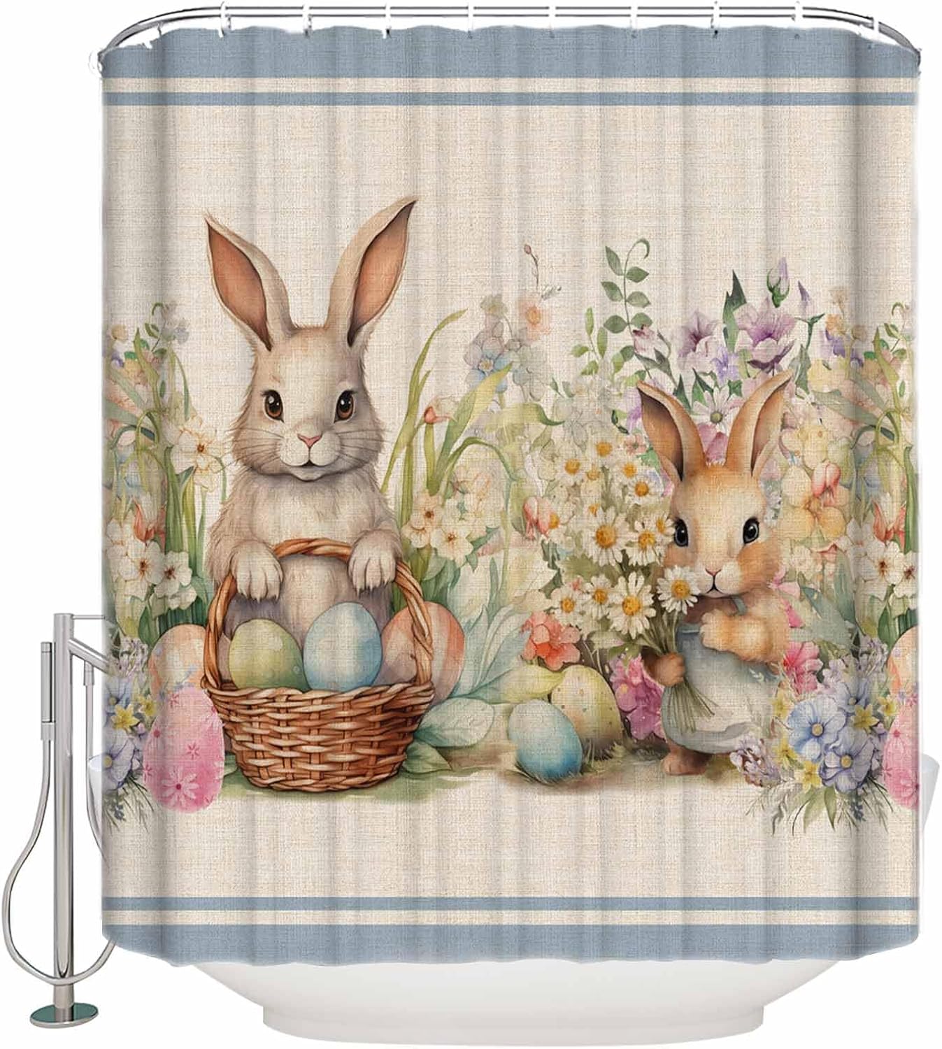 Easter Shower Curtain for Bathroom 72" x 72", Colorful