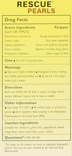 Miniatura 9 de Bach - Perlas de rescate sabor natural a vainilla naranja alivio del estrés natural esencia floral homeopática disolución rápida sin gluten ni