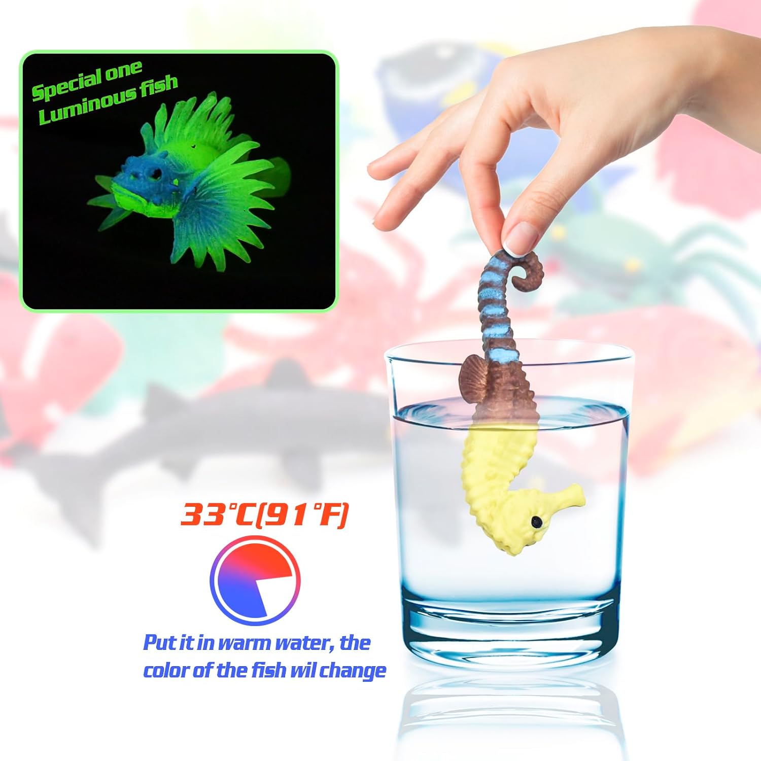 10 Pcs Fish Animal Figure Water Toys, Sea Animal Color Changing Toys image 4