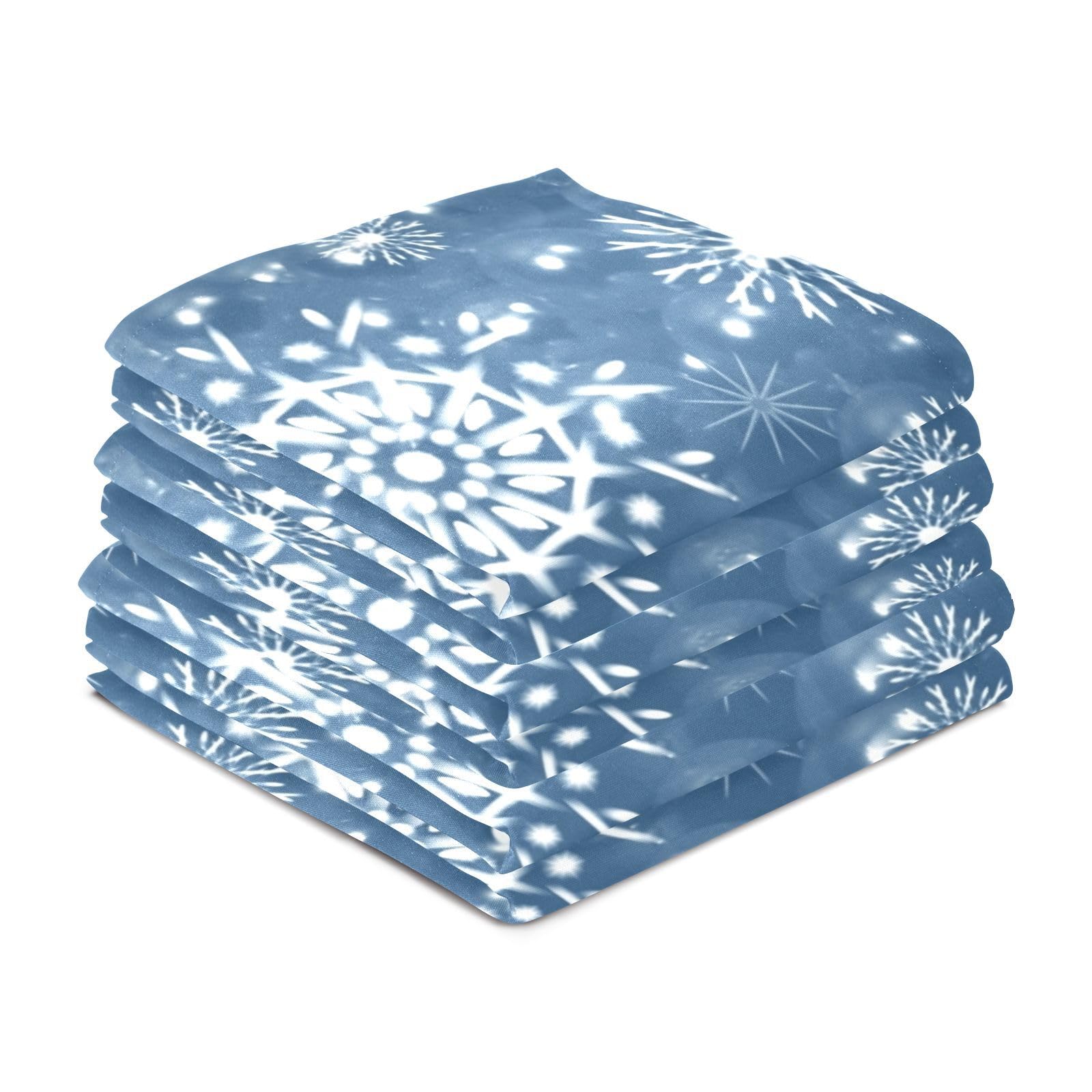 Lot De 4 Torchons De Cuisine Motif Noël | Père Noël, Renne, Flocons | Coton Mélangé 59x40cm | Lavable Machine - 12