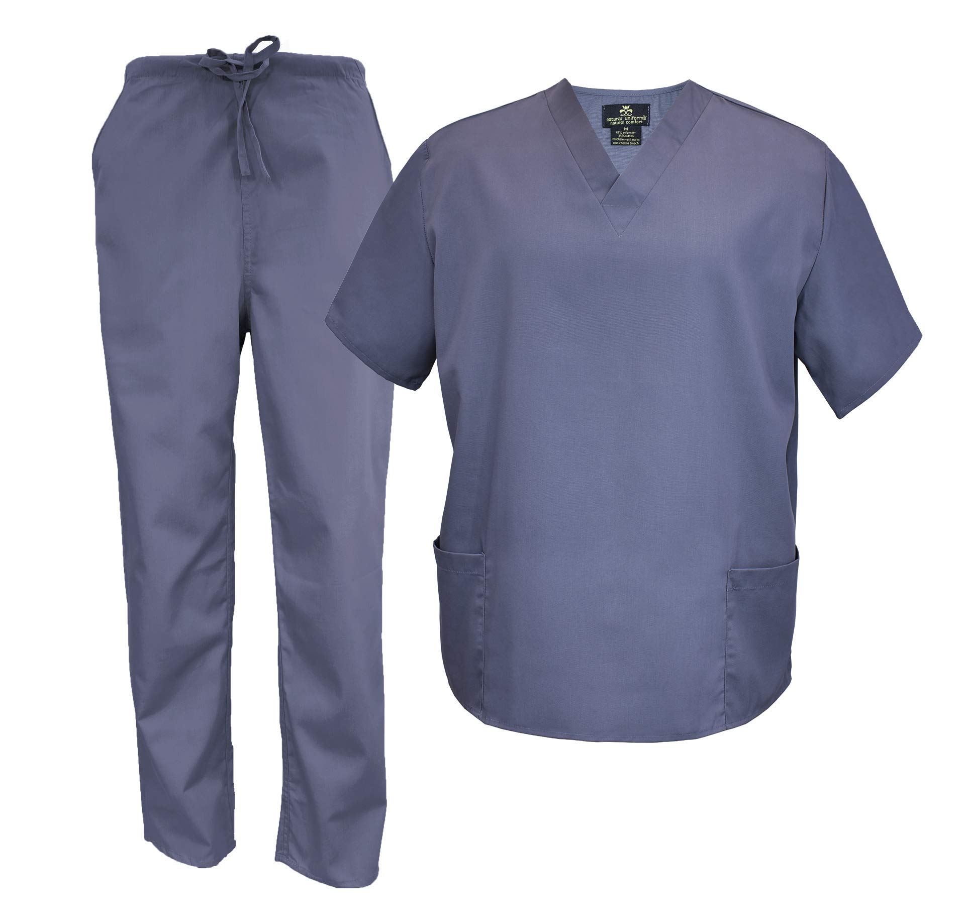 M&M Scrubs Men's Scrub Set Medical Scrub Tops and Pants (XXX-Large, Pewter Charcoal)