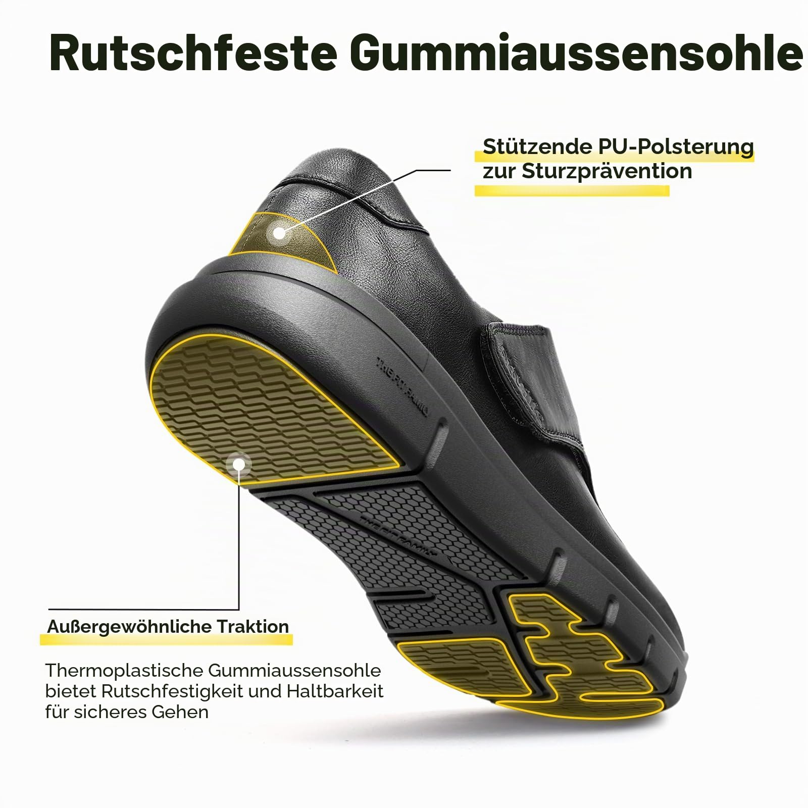 FitVille Extra Weite Lederschuhe Herren mit Klettverschluss Bequeme Seniorenschuhe Pflegeschuhe Gesundheitschuhe Hausschuhe Business Casual Schuhe für Breite Füße EasyTop Deluxe V1