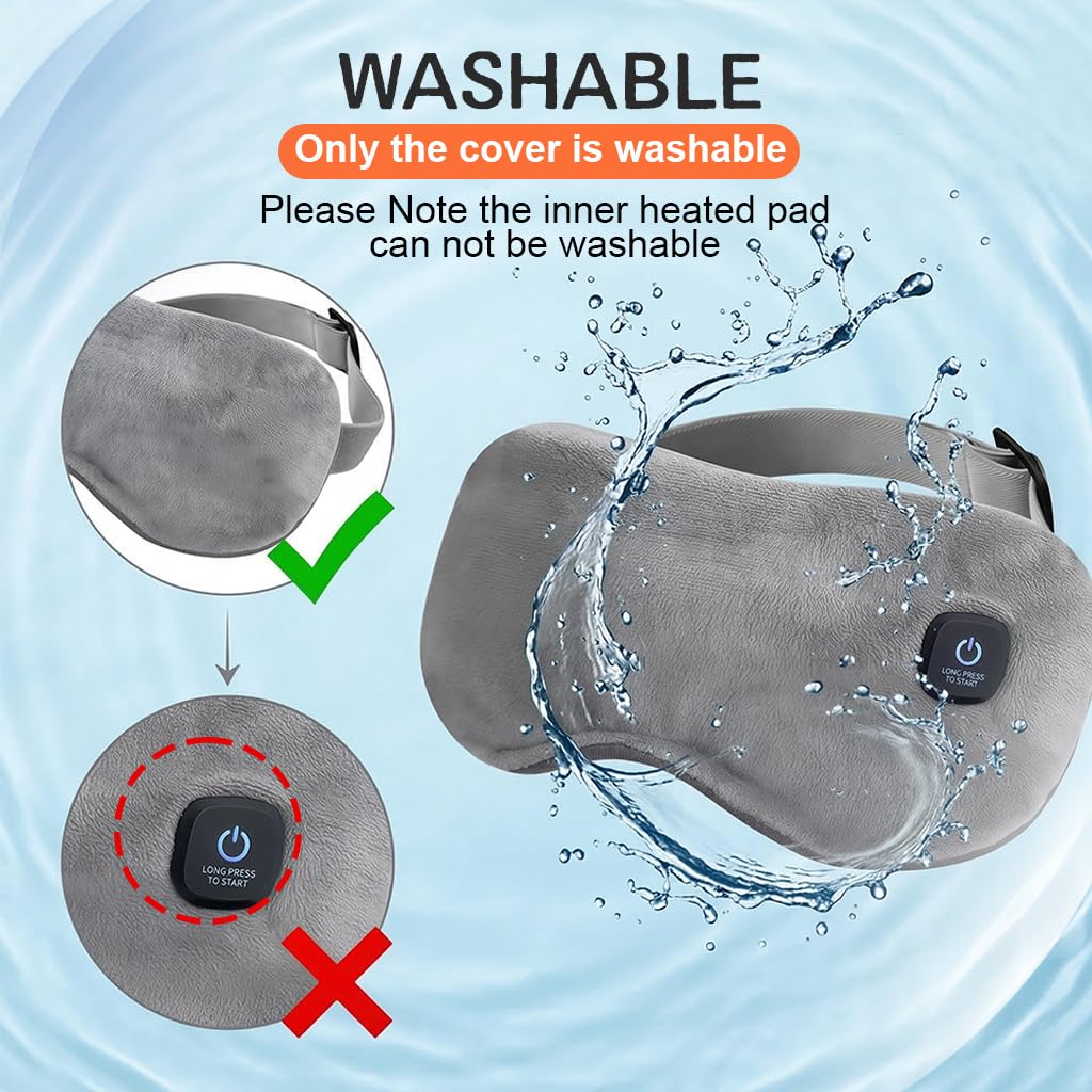 HANNEA Heated Eye Mask USB Rechargeable 3 Heat Levels Compress Plush Cover — Amazon image 6