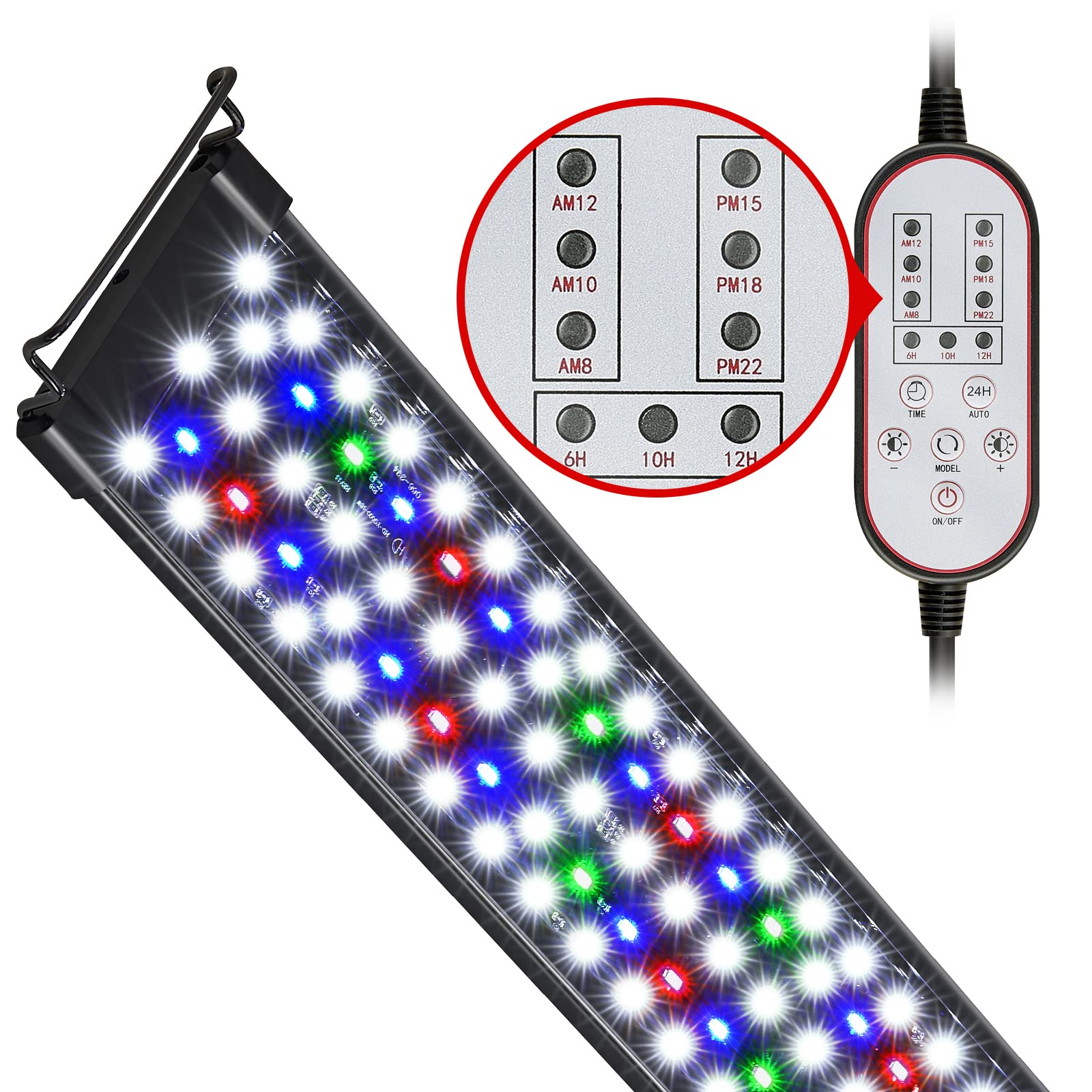 Gamalta Aquarium Light, 22W 24/7 Lighting Cycle, Sunrise/Daylight/Moonlight Mode and Custom Mode with Expandable Bracket, Adjustable Timer and 7 Color Brightness for 24~30IN Fish Tank