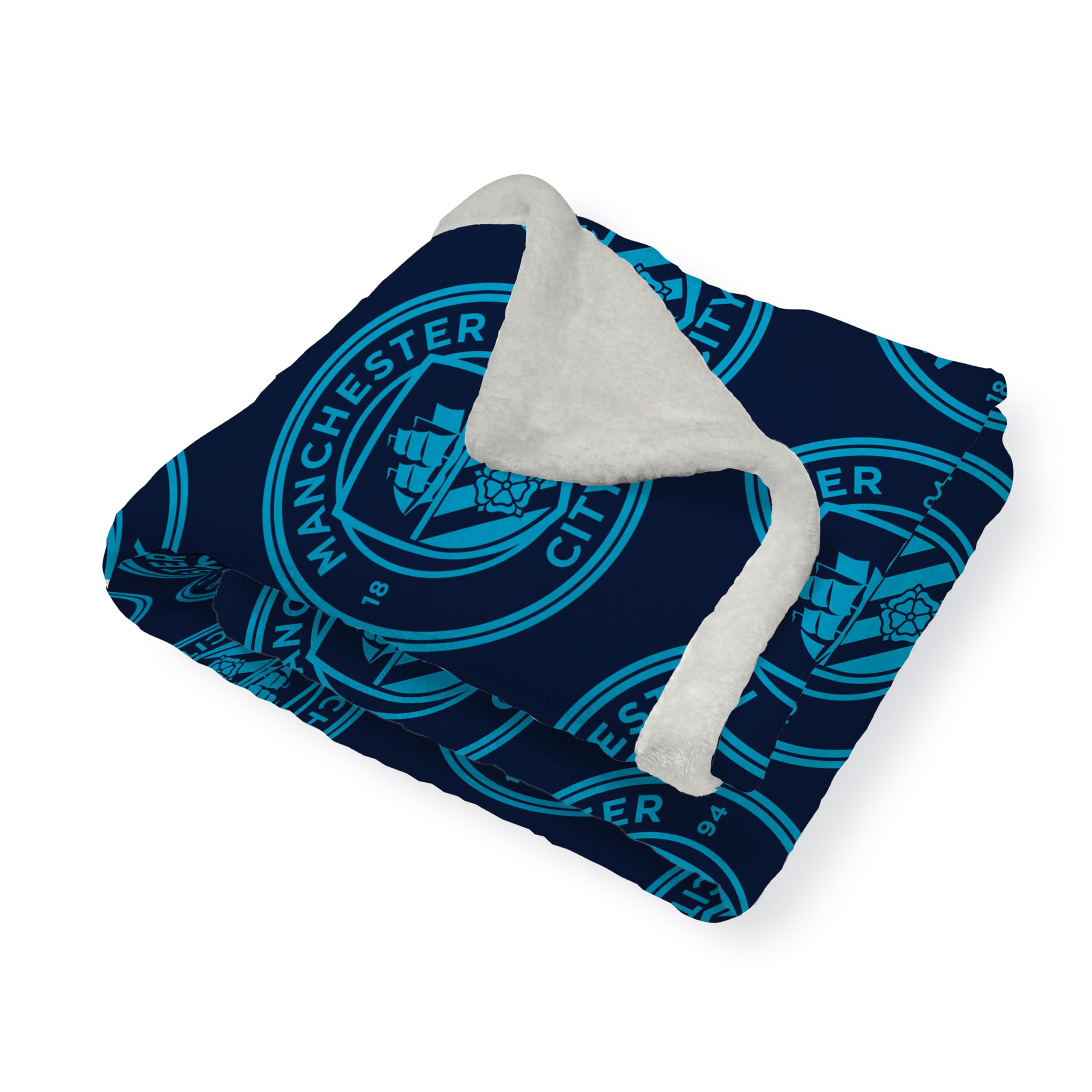 Character World Blue Manchester City Fc Official Fleece Blanket | Super Soft Warm Throw With Sherpa Reverse, Football Team Design | Perfect For Home, Bedroom, Sleepovers & Camping | X 150Cm