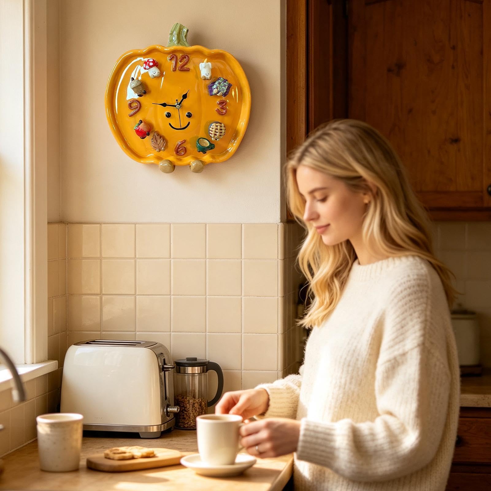 Genérico Reloj de Pared Magnético Decoración Otoñal de Resina Magnética