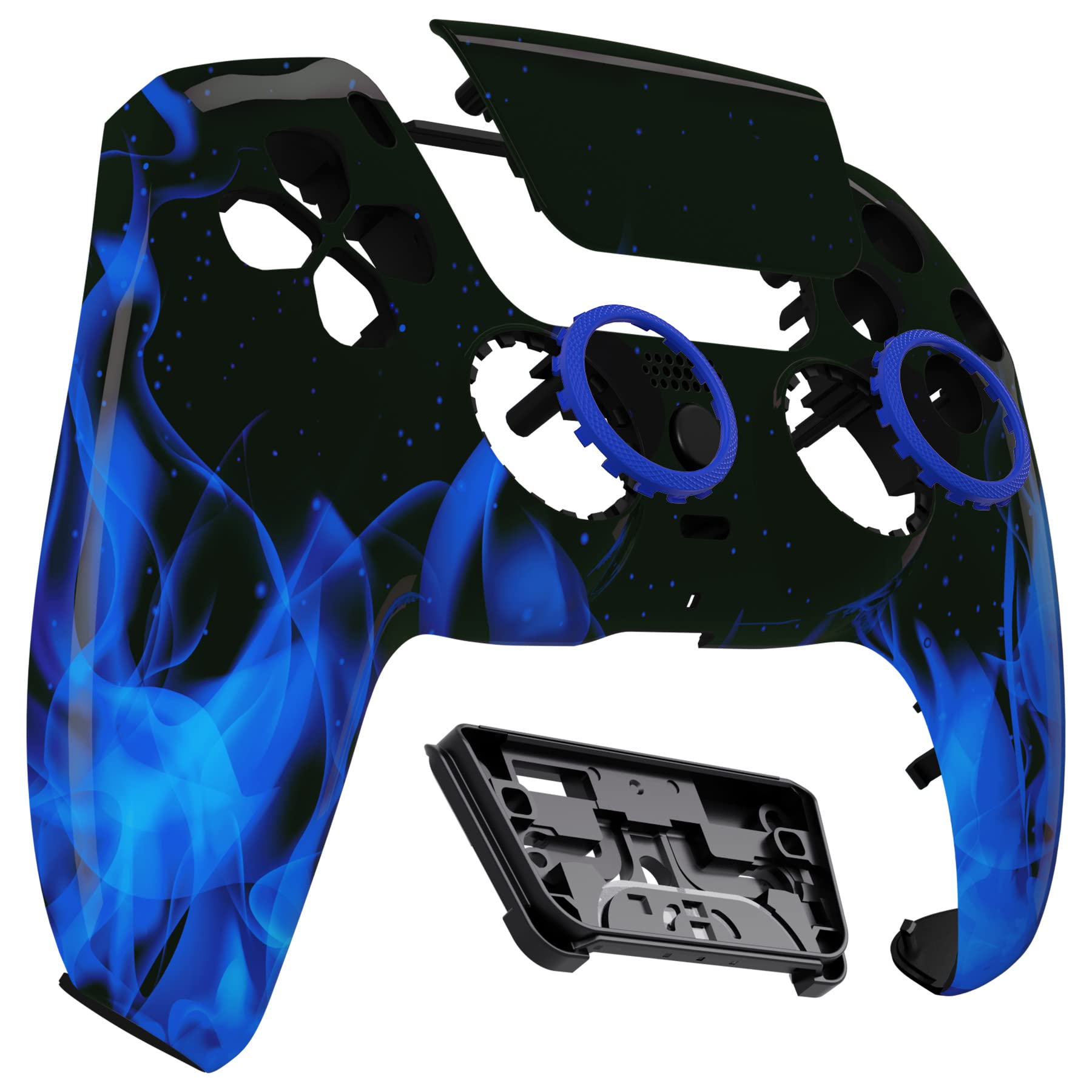 eXtremeRate Luna Rediseñado Carcasa Frontal con Panel Táctil Compatible con ps5 BDM-010 BDM-020 BDM-030 BDM-040 Carcasa Delantera Placa Frontal Funda Portectora Compatible con ps5(Llama Azul)