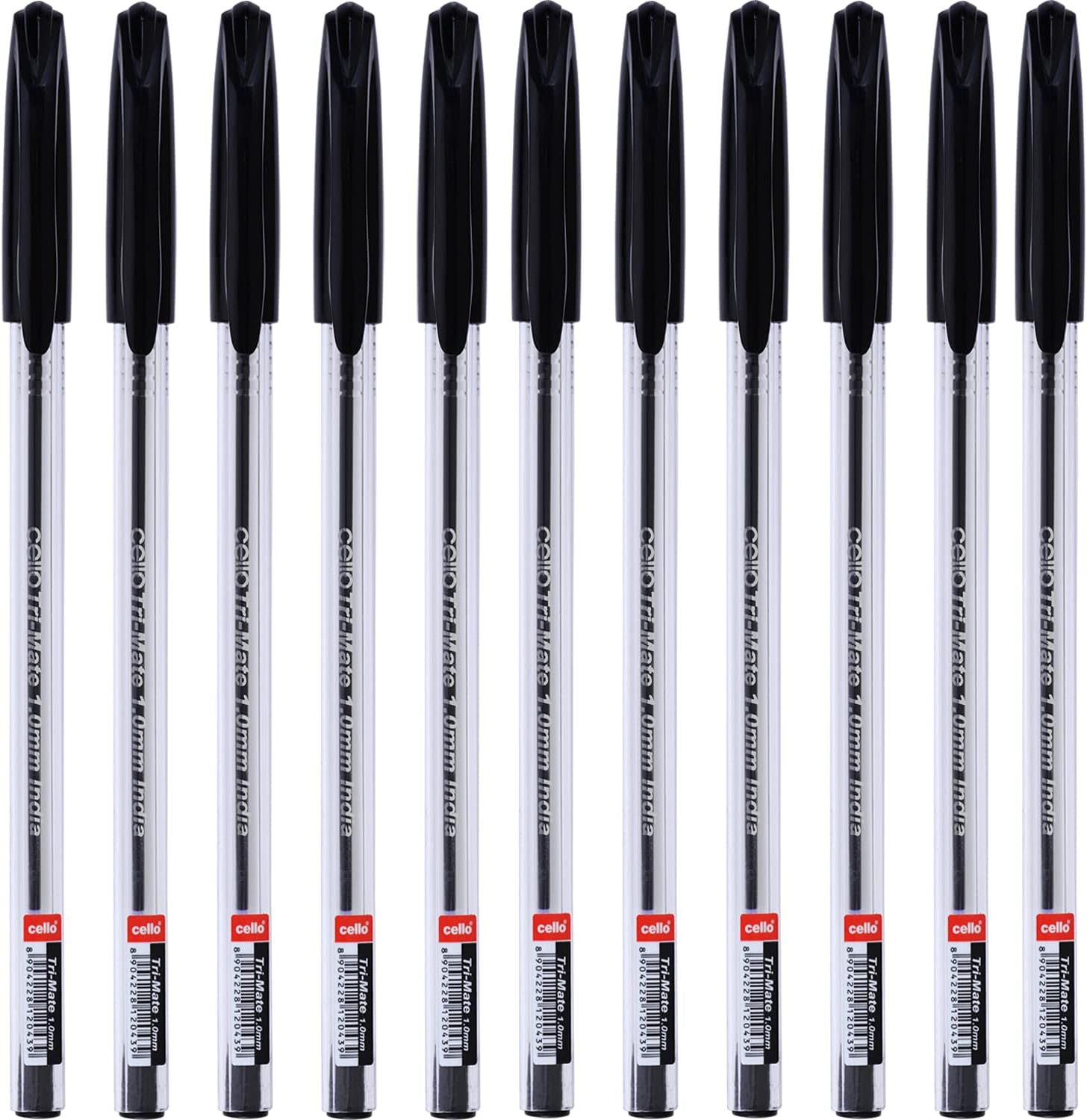 Cello TriMate Ballpoint Pens Medium Point (1.0 mm) Pack of 100, Black Pen BigaMart