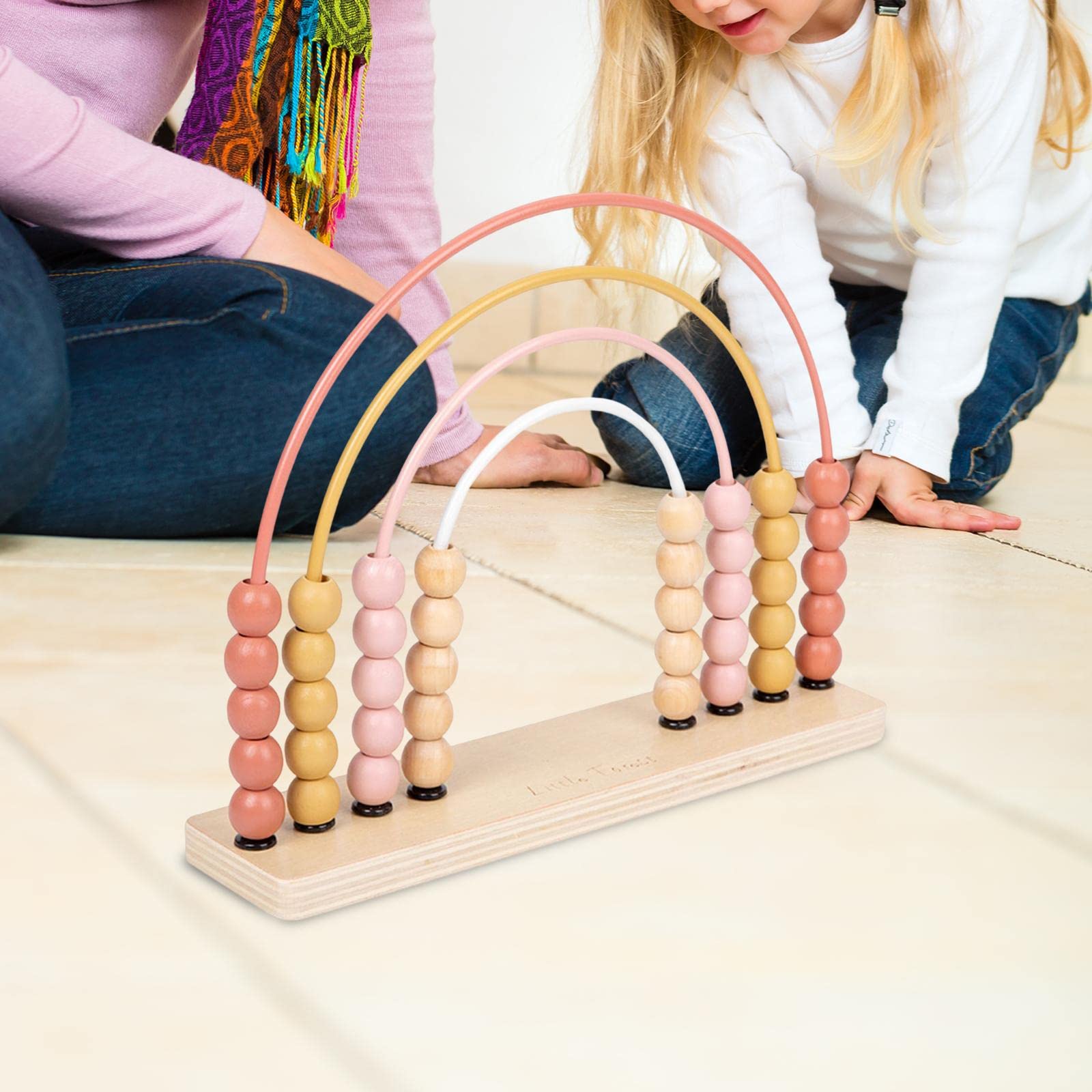 Abacus Rechenrahmen aus Holz mit Farbigen Zählperlen für Mathematische Übungen für Kinder Lernspiele Pädagogik Wohnraum, ROSA