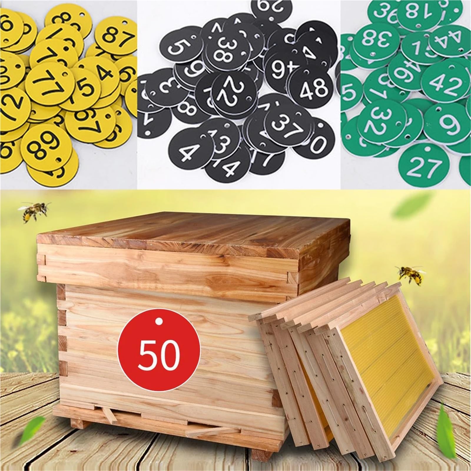 Plastikowe zawieszki z numerami, Okrągłe zawieszki z numerem ula ABS otworem Wielokolorowe opakowanie o średnicy 3,5 cm, zawiera 100 cyfr 1-100(White)