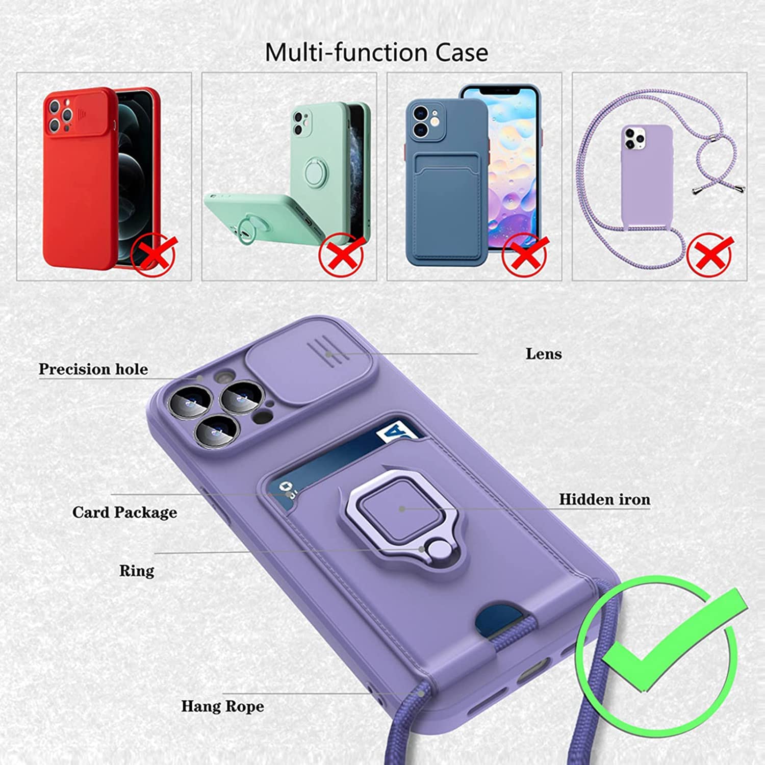 Custodia per iPhone 14 robusta e militare a doppio strato con kickstand e protezione scorrevole della fotocamera Bianco