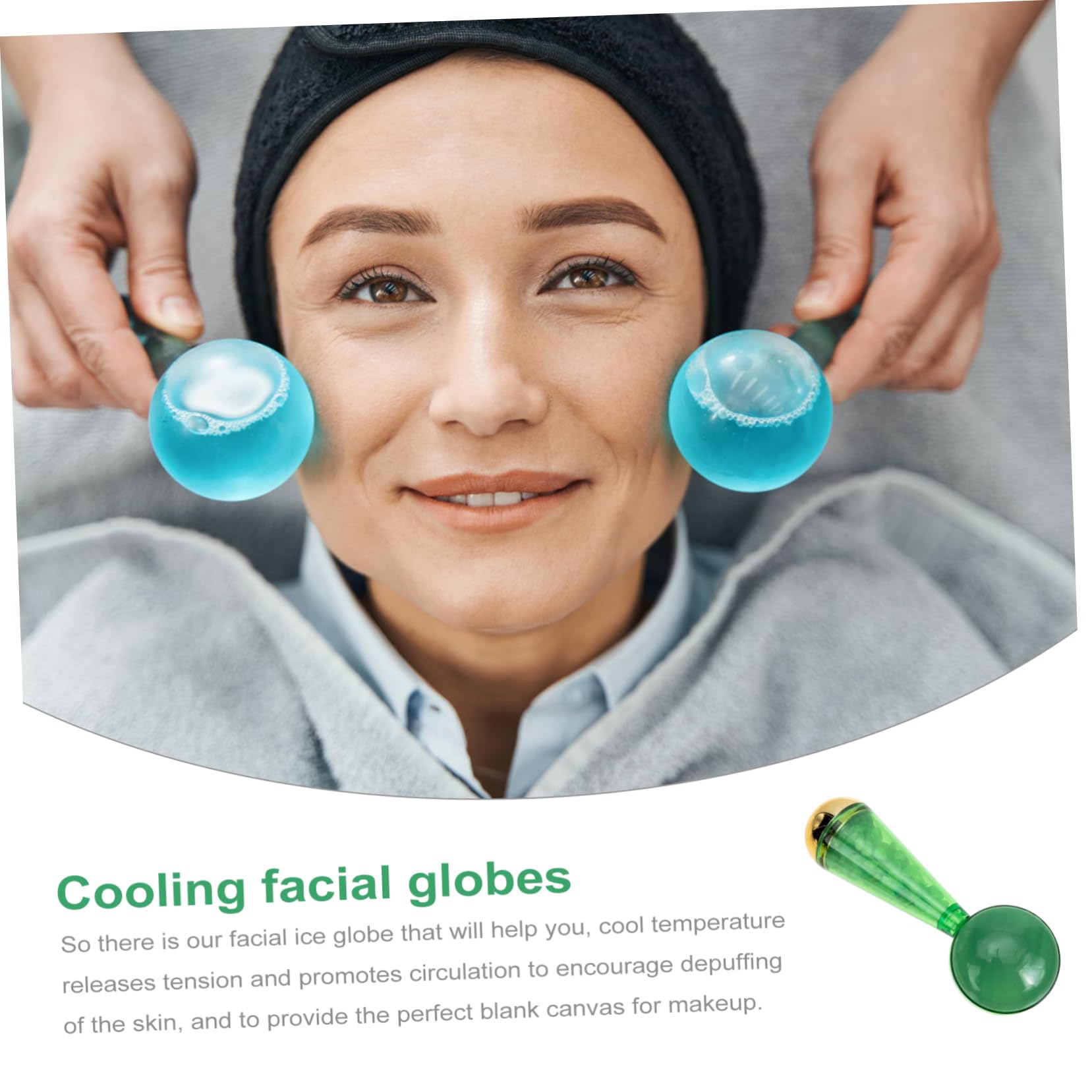 Rodillo Facial de Jade Verde, Globos de Hielo para Cuidado Piel, Portátil y Cómodo, para Uso en Casa y Viaje, Masaje Refrescante