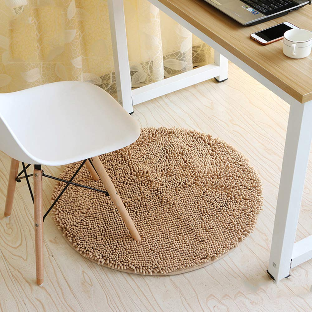 Badematte Runde Badteppichmatte, Shag rutschfeste Plüsch-Mikrofaser-Duschmatte Hoch wasserabsorbierend Langlebig für Wohnzimmer Bad-Hellbraun Durchmesser: 100 cm (39 Zoll)