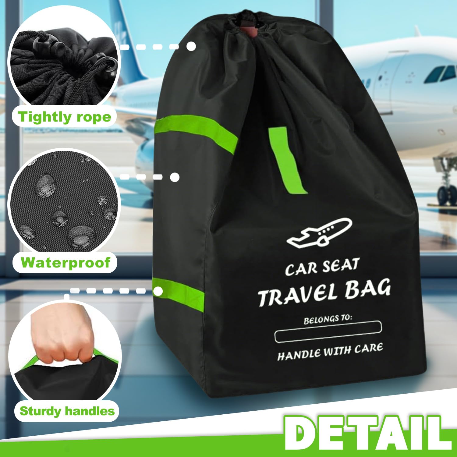 Borsa da Viaggio per Passeggino, Borsa da Viaggio per Seggiolino Auto, Borsa per Seggiolino Auto Pieghevole, Borsa da Viaggio Trasporto Passeggino, Borsa Seggiolino Auto per Aereo Viaggio