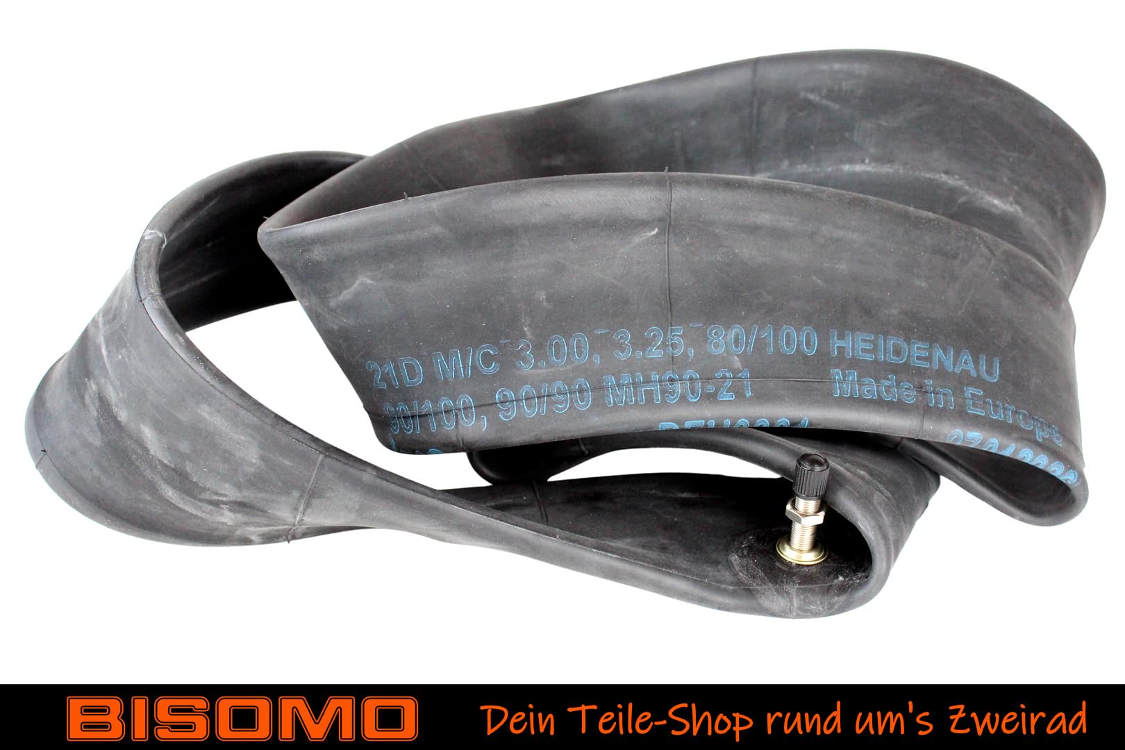 BISOMO Motorrad Cross Schlauch 3.00 x 21 Zoll - 3.25 x 21 Zoll, M/C Typ 21D verstärkt extra dick, mit Autoventil, hergestellt mit Heidenau