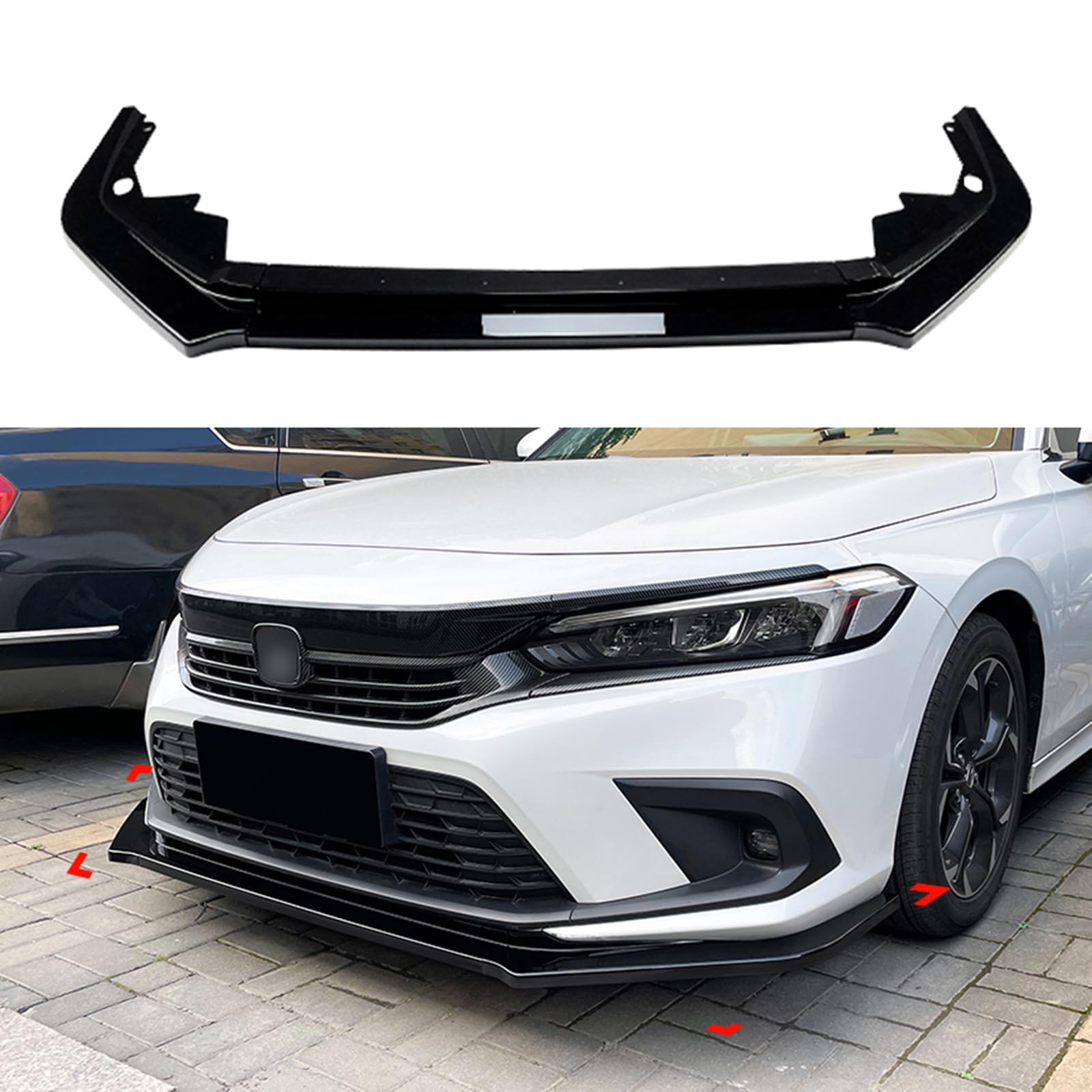 For Honda Civic 11th All Models 2021-2024 Car Front Bumper Splitter Lip Kit