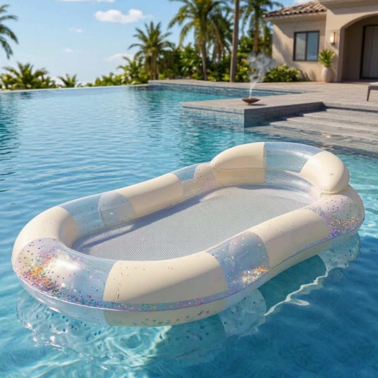 Matelas Piscine Gonflable Confortable | Chaise Longue Flottante, pour Plage, Vacances, Adultes